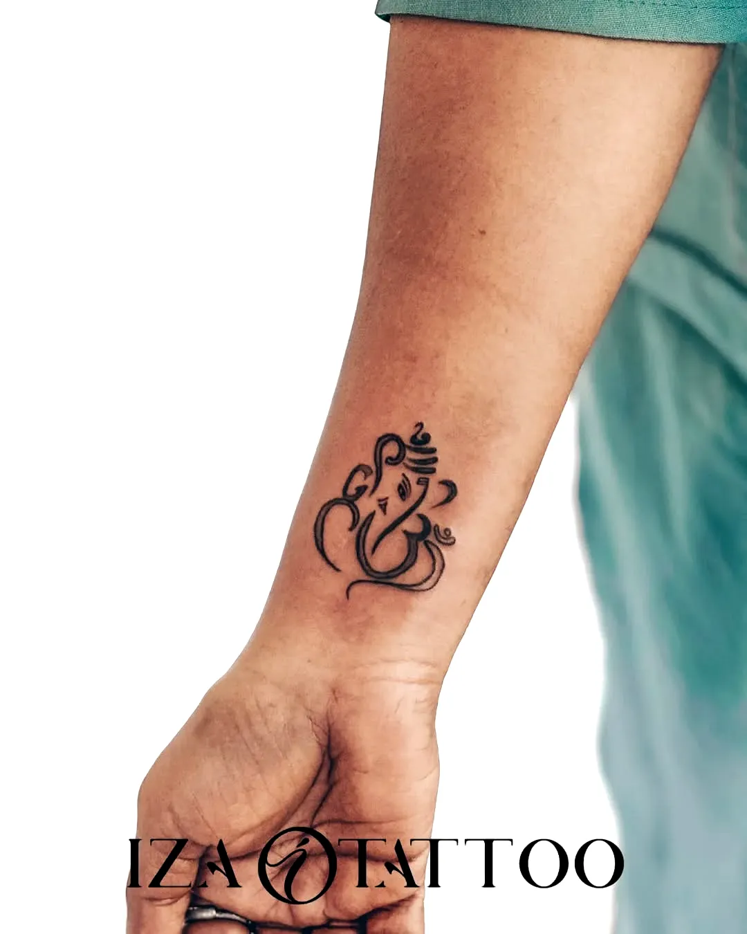 Ganesha Inner Forearm Tattoo in Black Ink