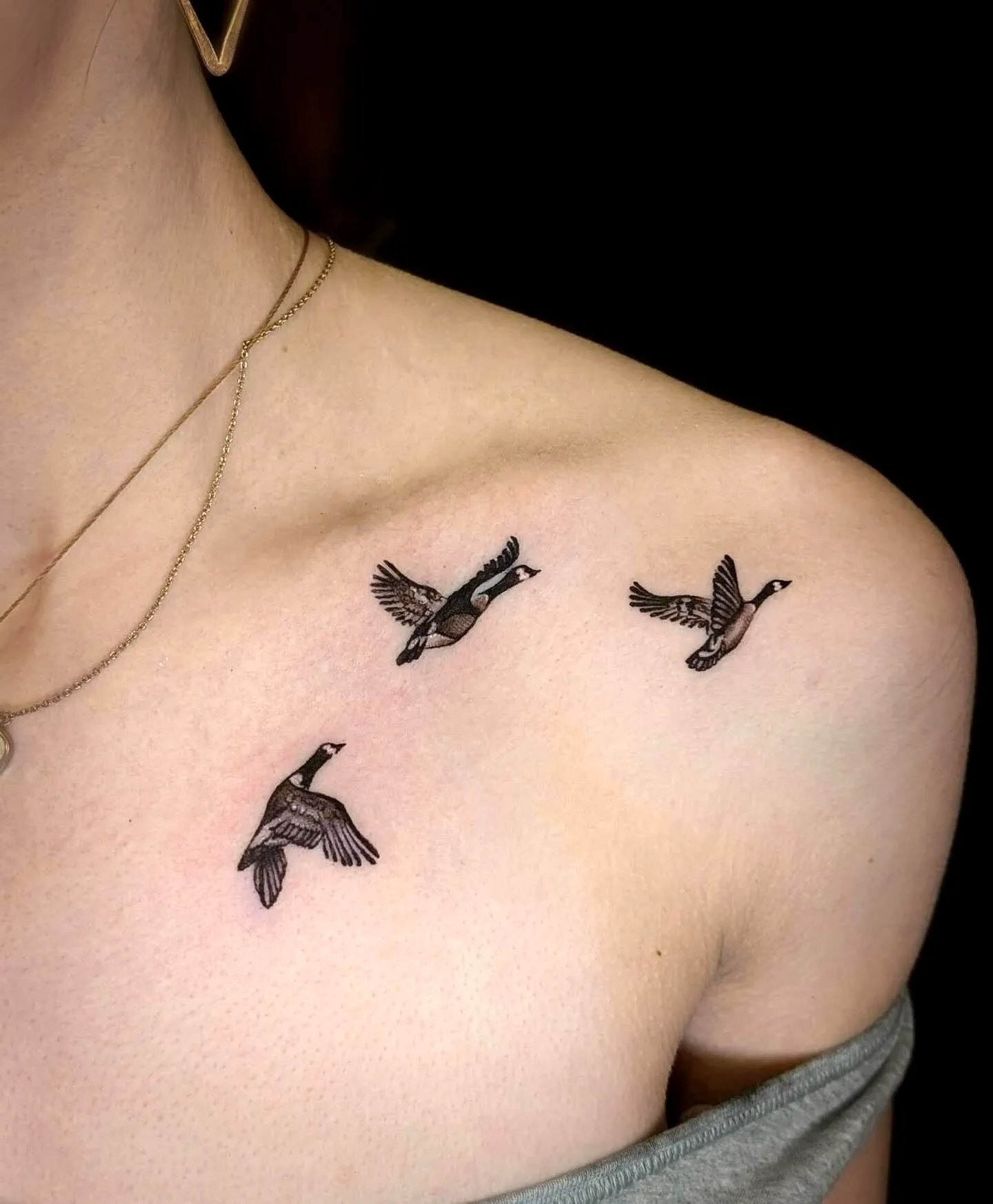Geese Minimalist Shoulder Tattoo