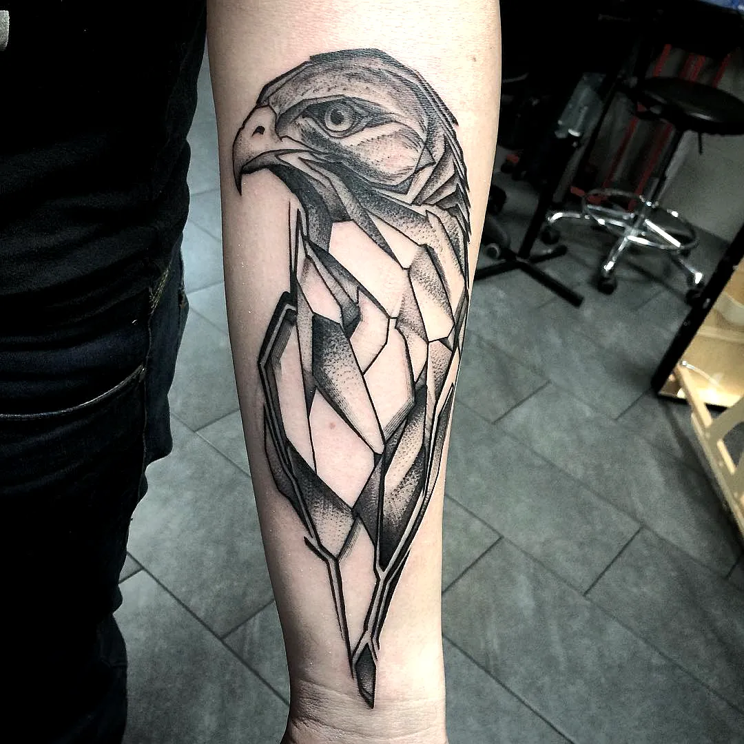 Geometric Eagle Forearm Tattoo