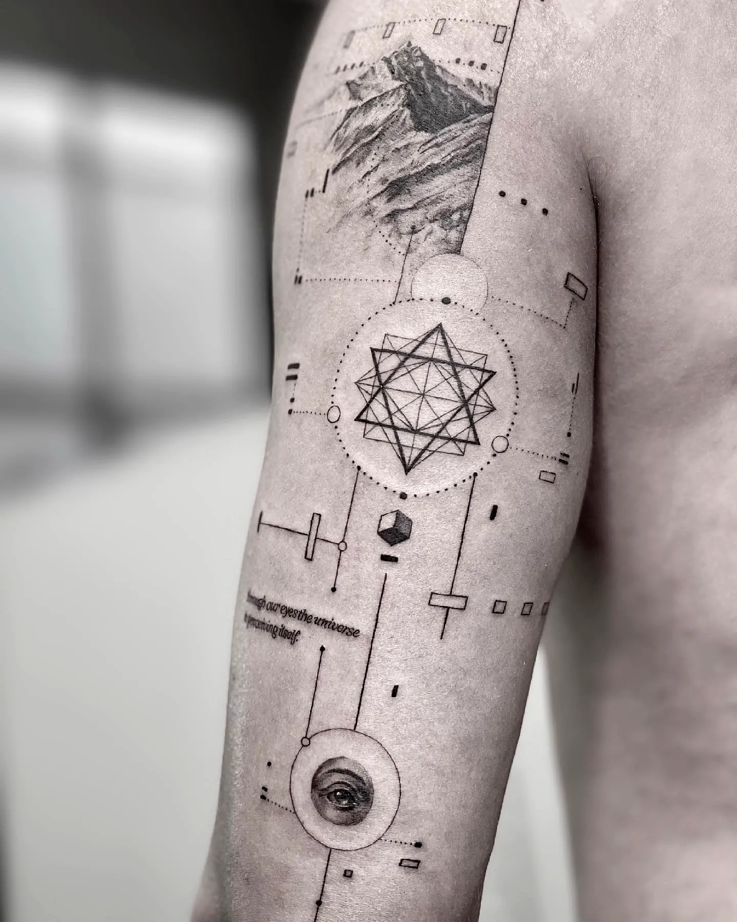 Geometric Eye Tricep Tattoo Design