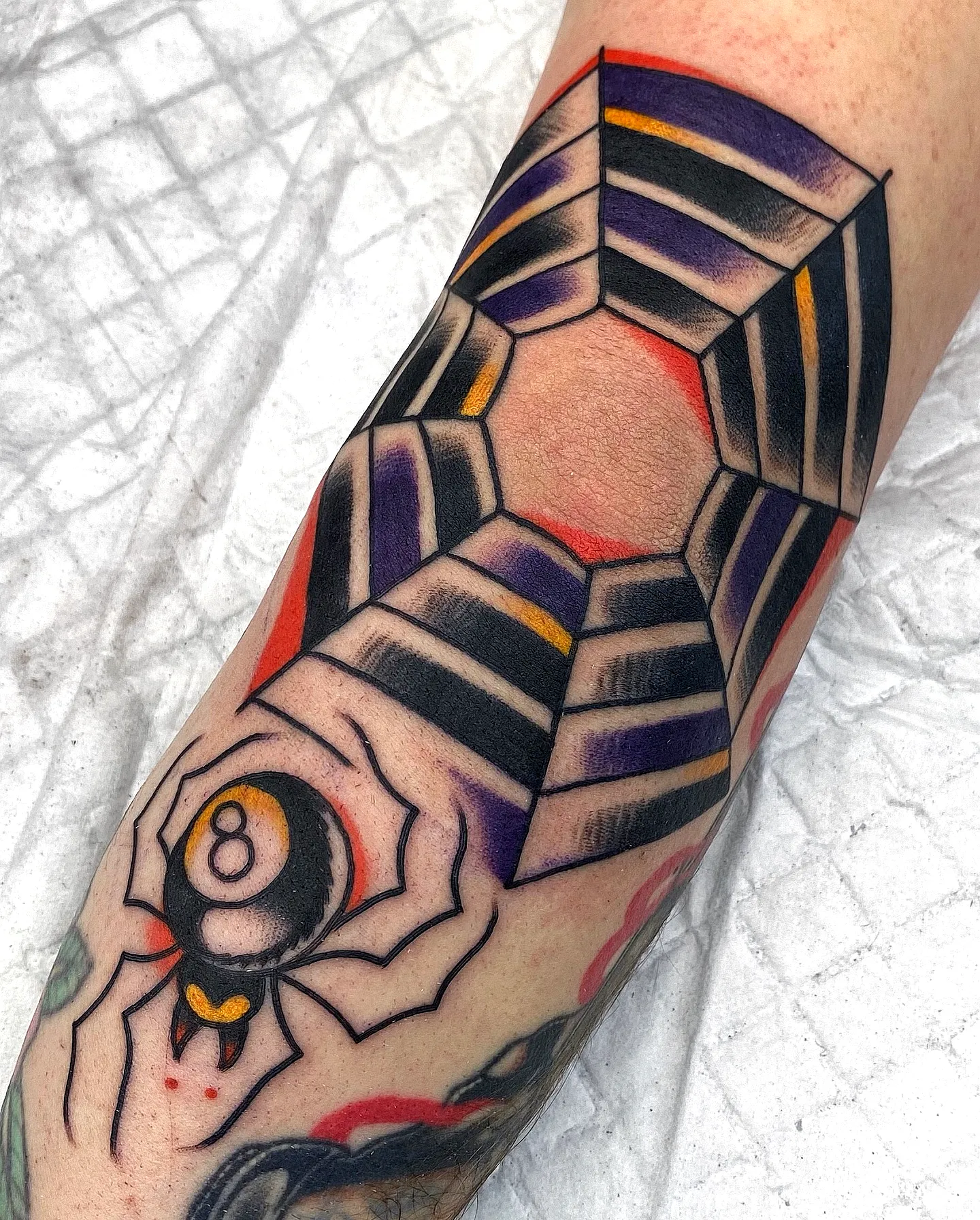 Geometric Spider Forearm Tattoo