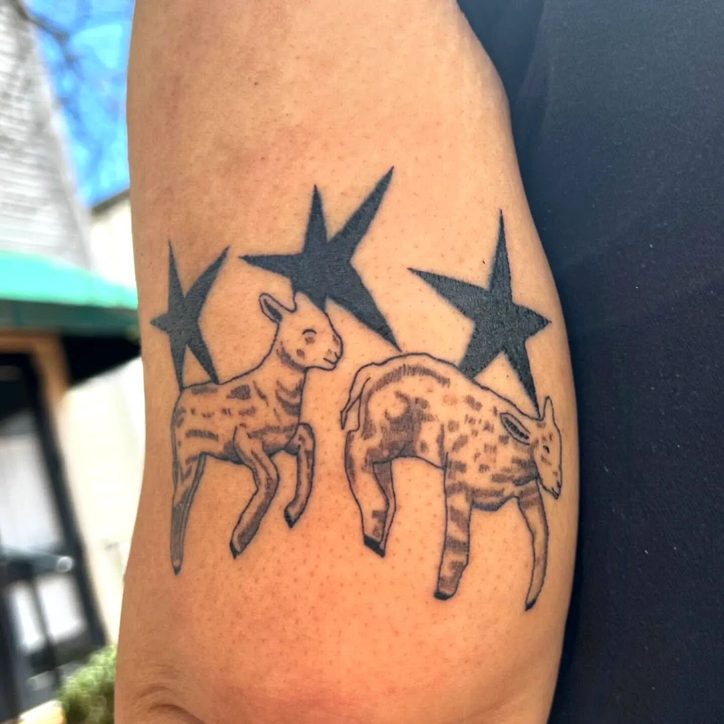 Giraffe Arm Tattoo with Stars