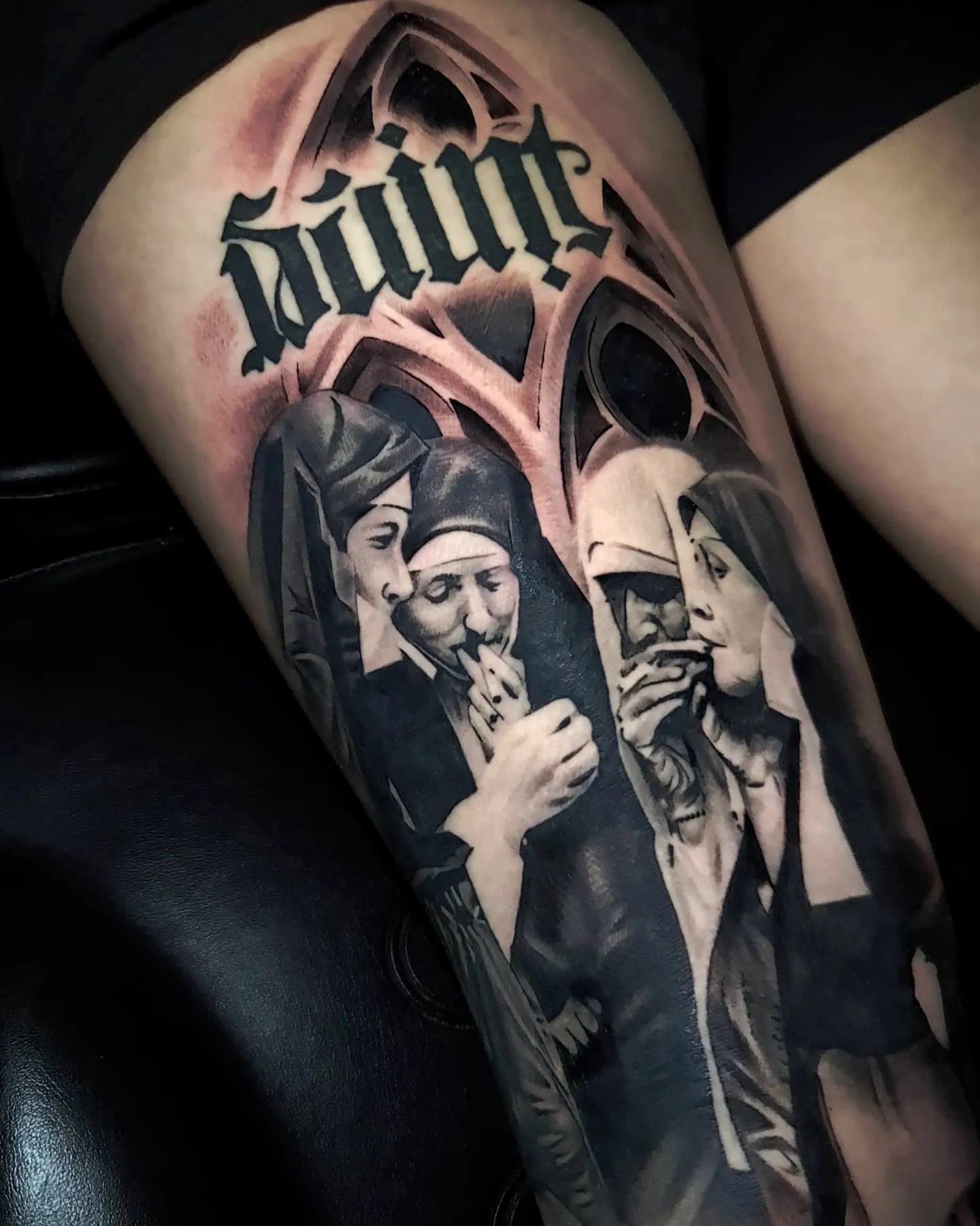 Gothic Nun Sleeve Tattoo