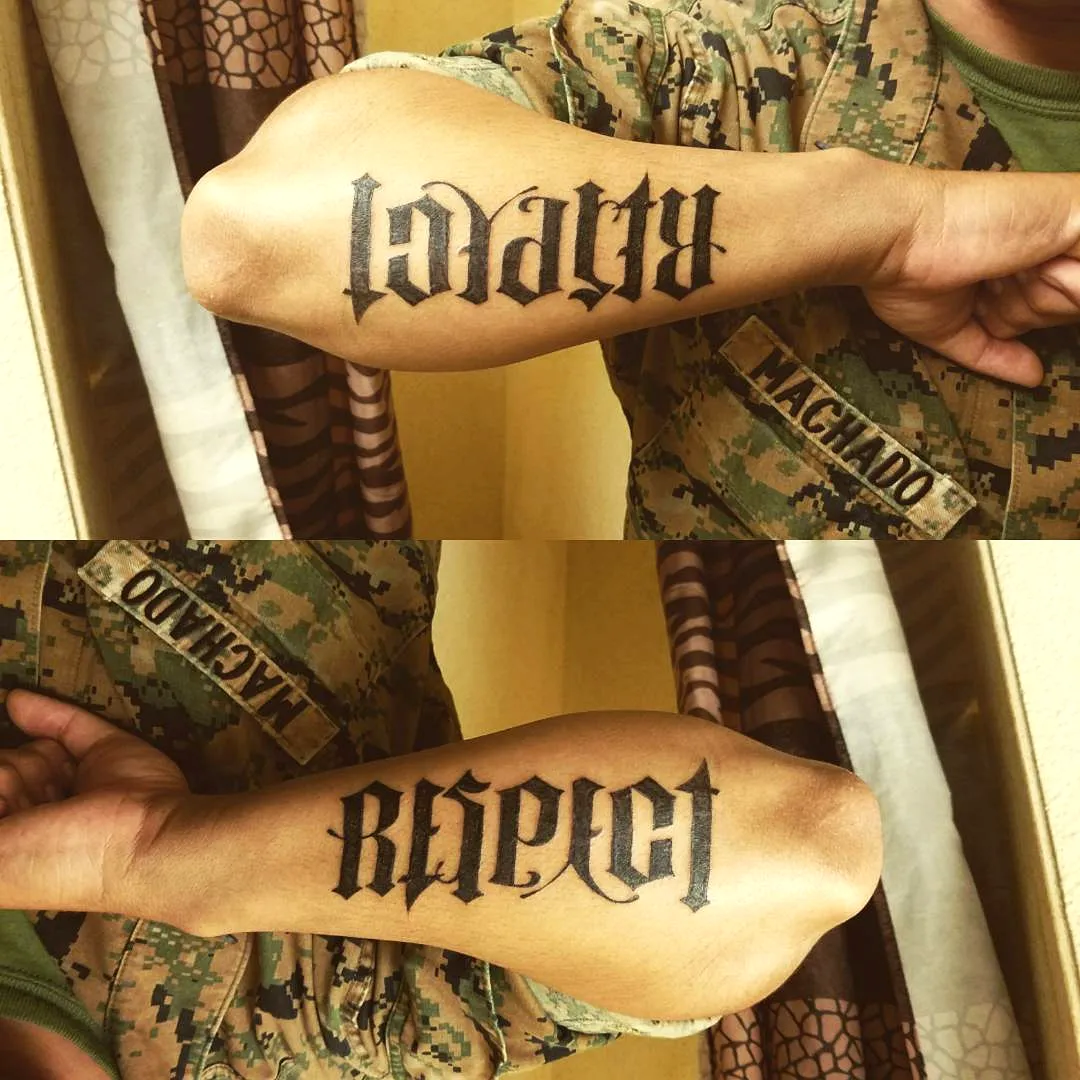 Gothic RESPECT Forearm Tattoo