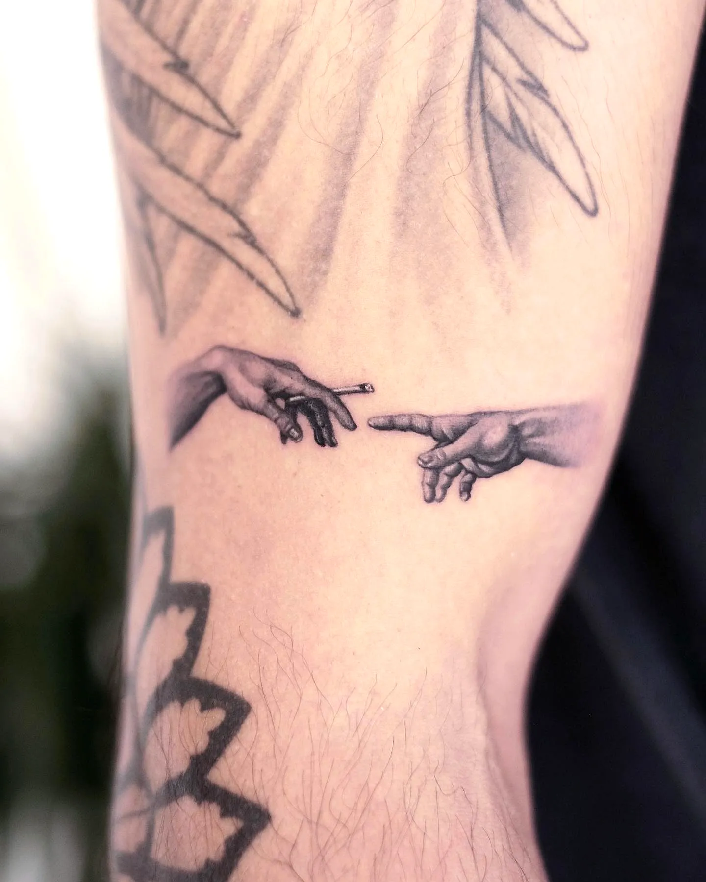 Grayscale Hands Forearm Tattoo