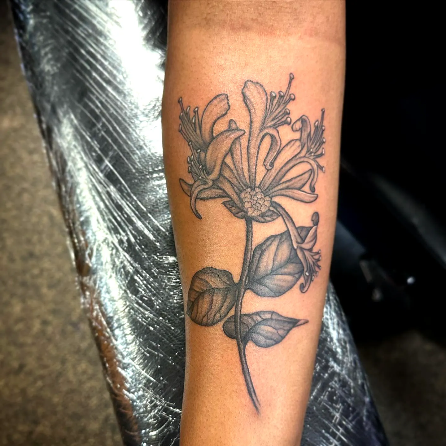 Honeysuckle Forearm Tattoo Design
