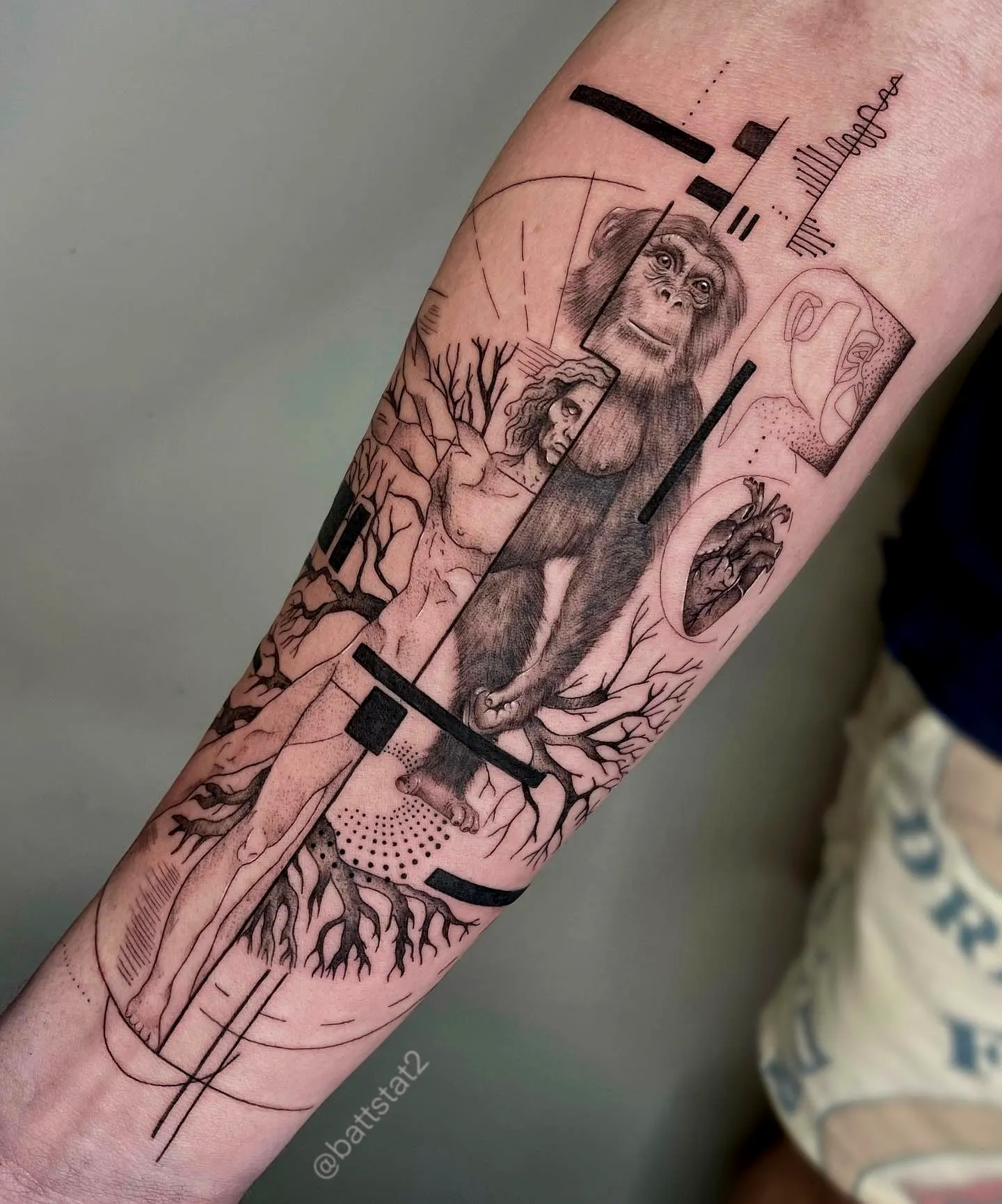 Human Figure Tree Branches Arm Tattoo