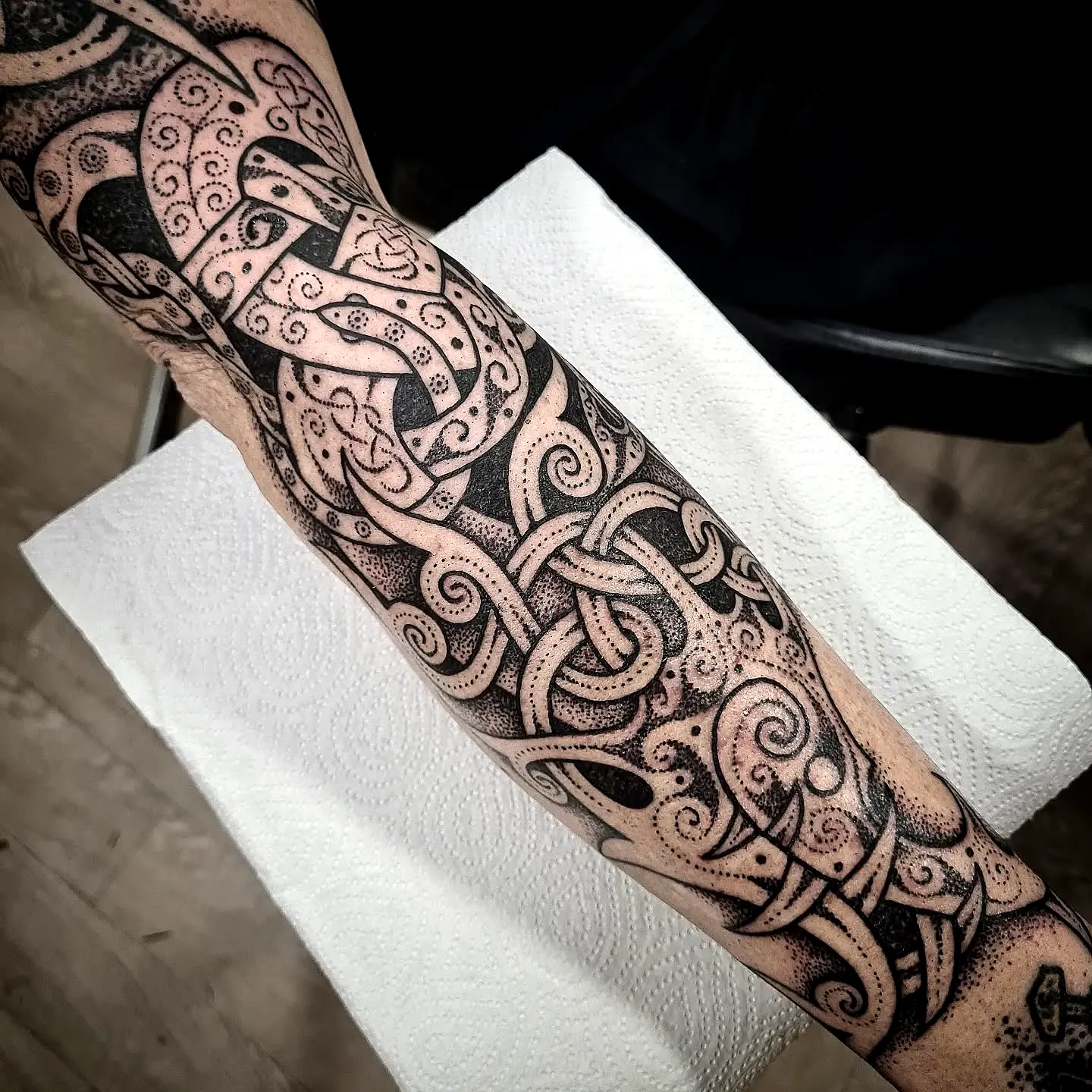 Intricate Black Tribal Forearm Tattoo
