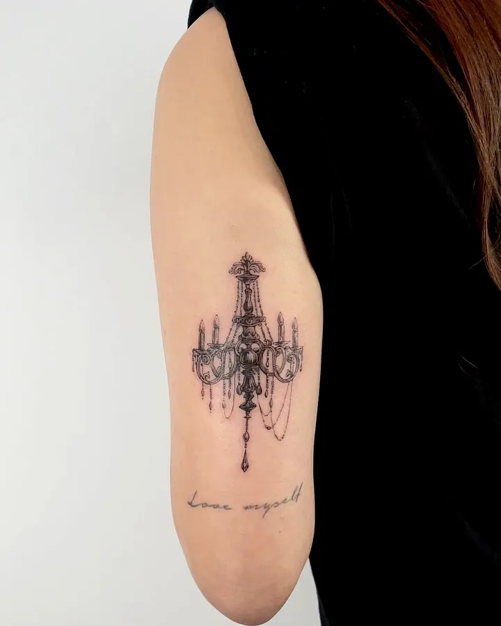 Intricate Chandelier Upper Arm Tattoo