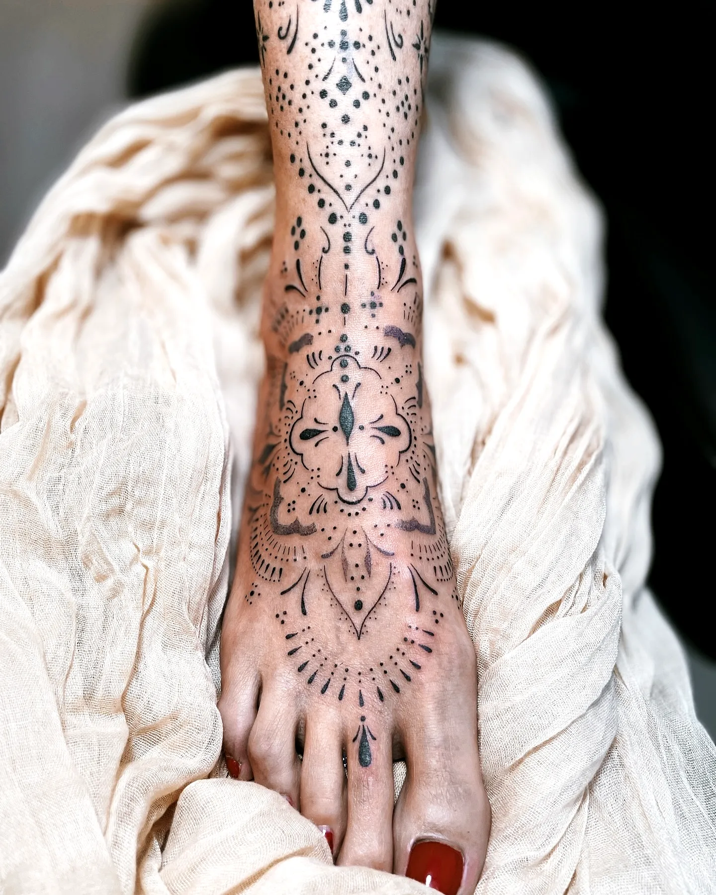 Intricate Mandala Foot Tattoo Design