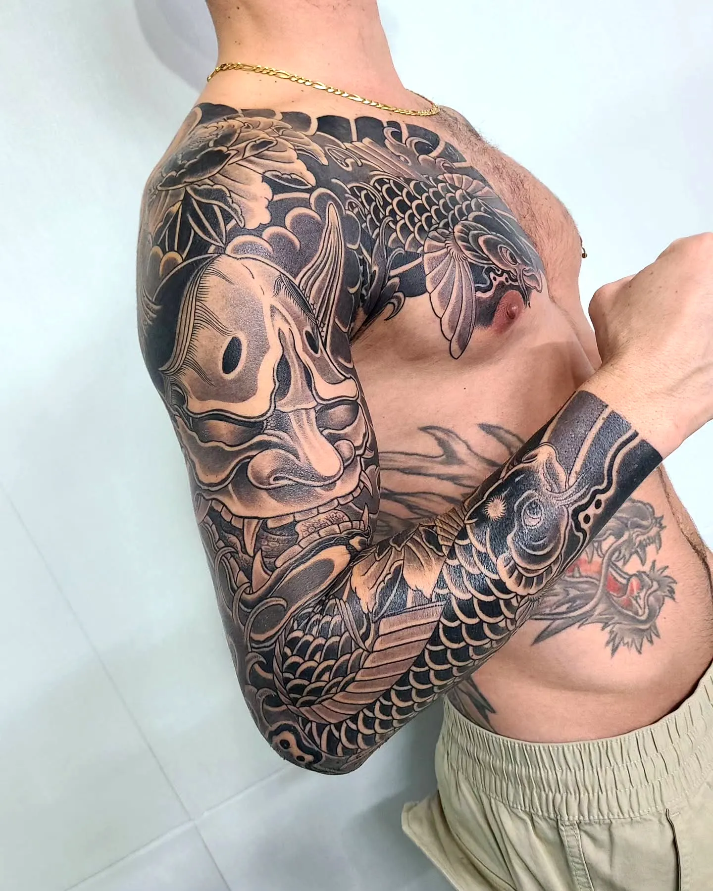 Japanese Dragon Arm Sleeve Tattoo