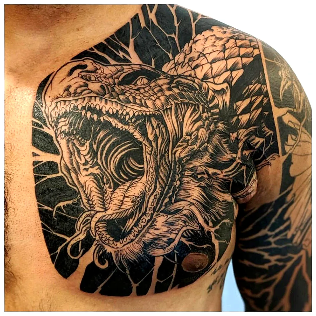 Jormungandr Snake Chest Tattoo