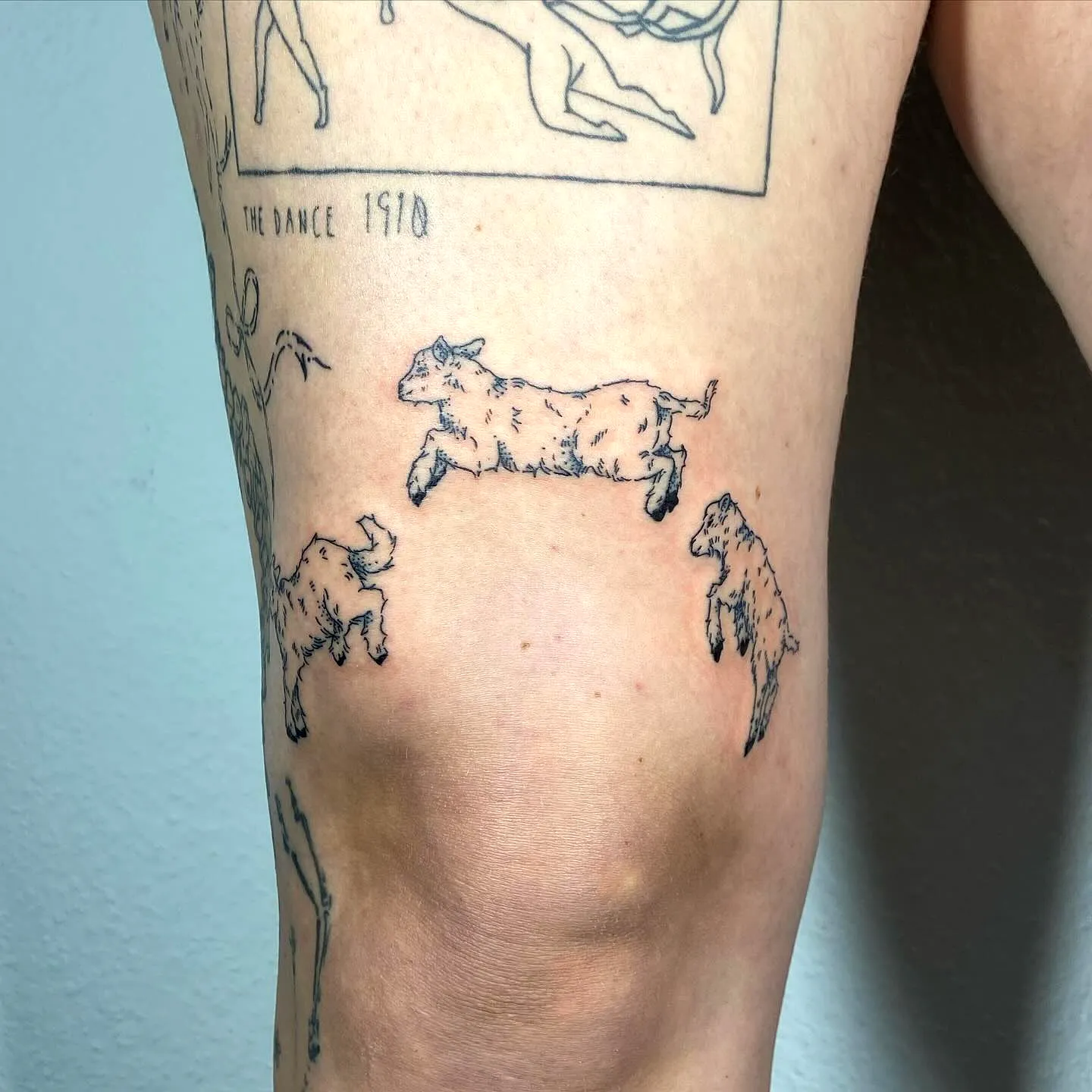 Jumping Cows Knee Tattoo