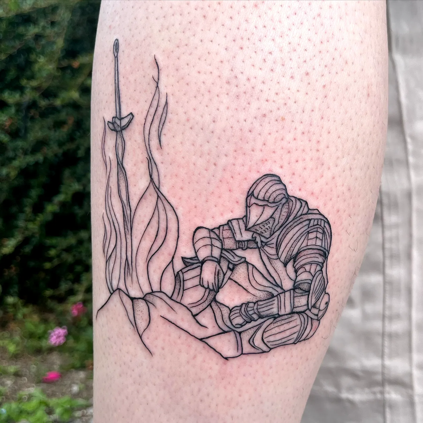 Knight Flame Tattoo on Arm