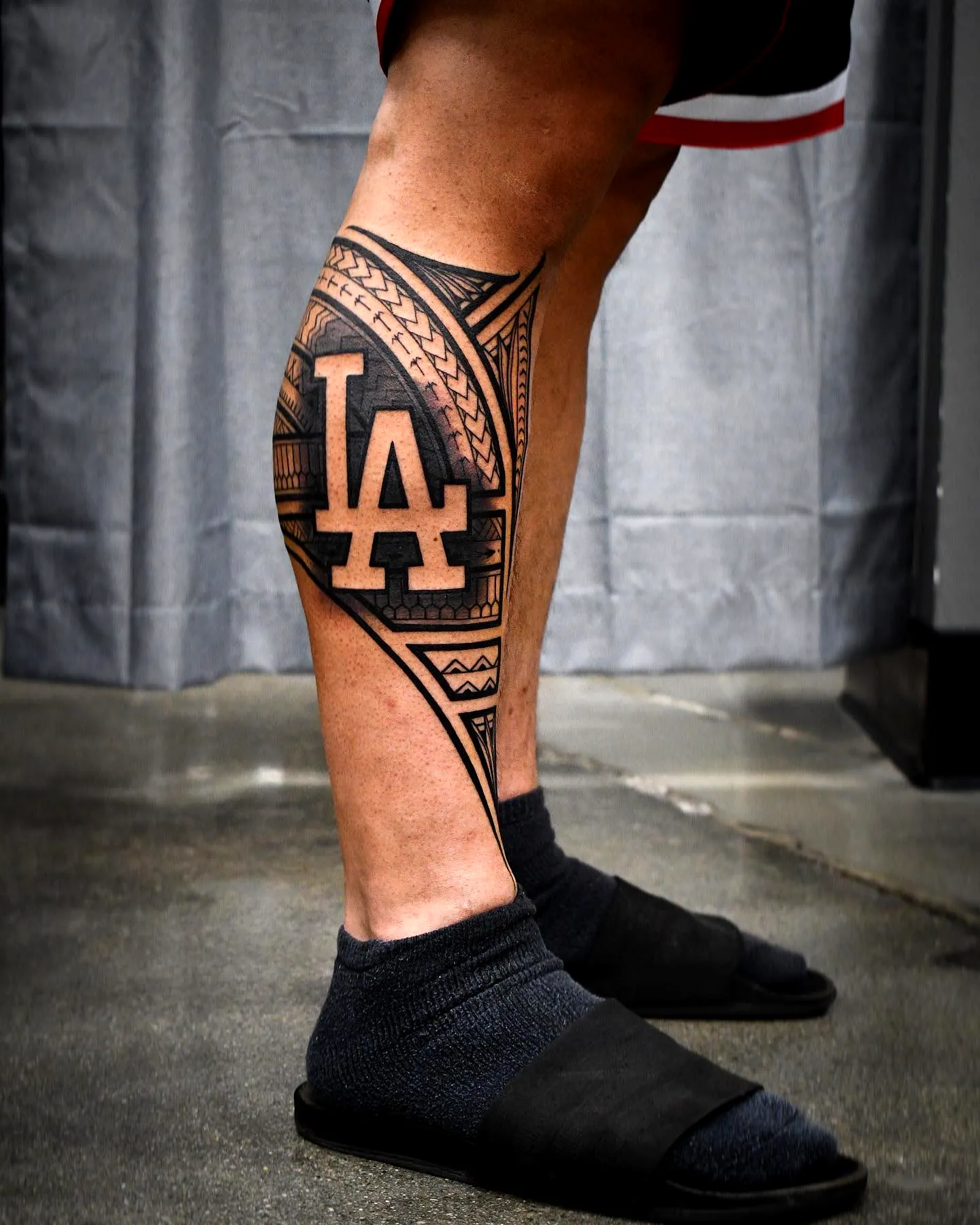 LA Geometric Lower Leg Tattoo