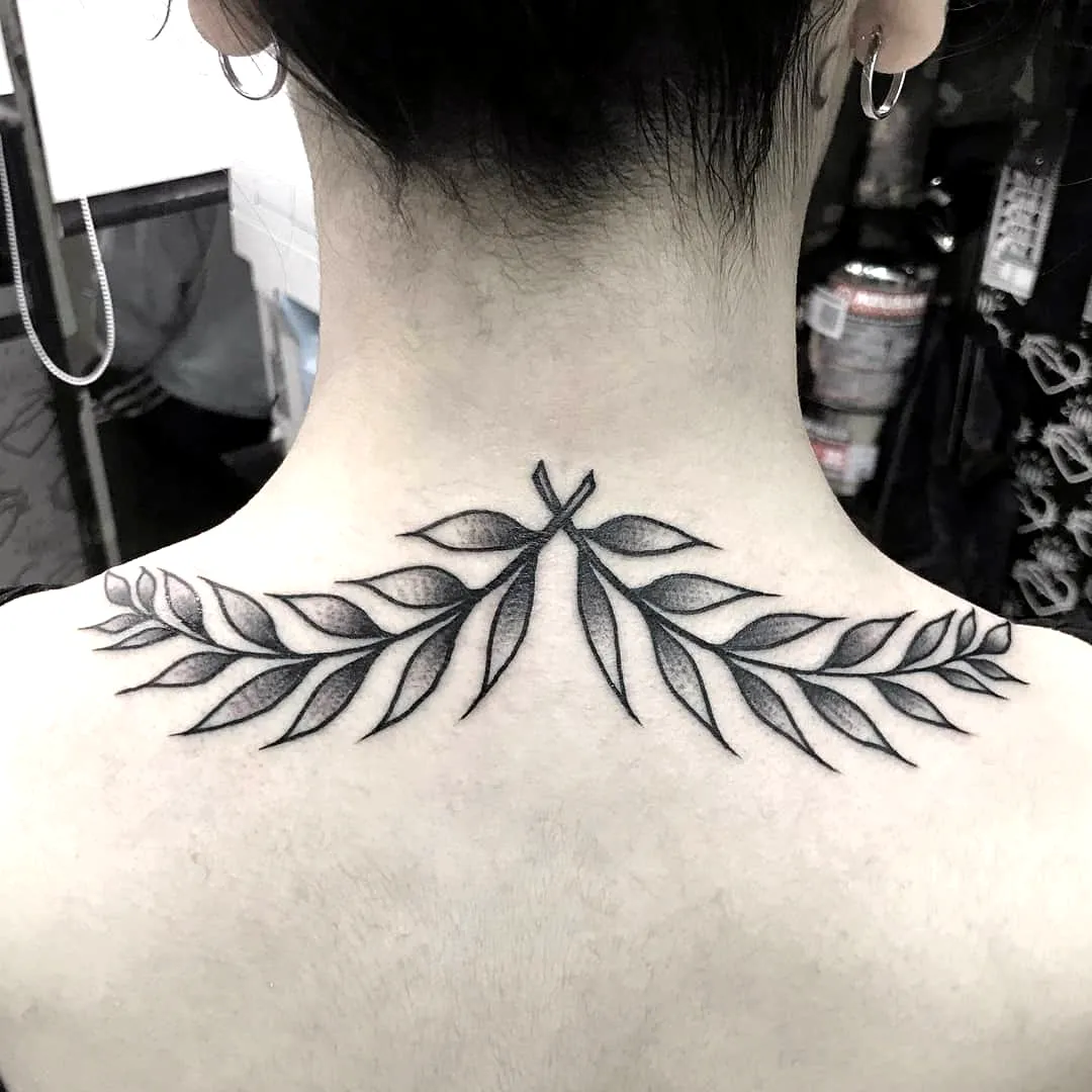 Laurel Vine Upper Back Tattoo
