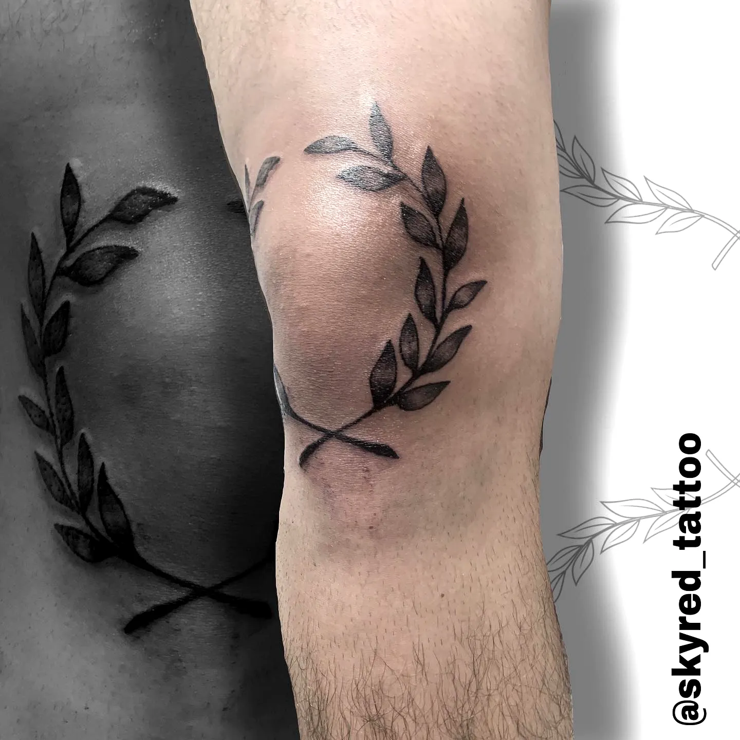 Laurel Wreath Inner Elbow Tattoo