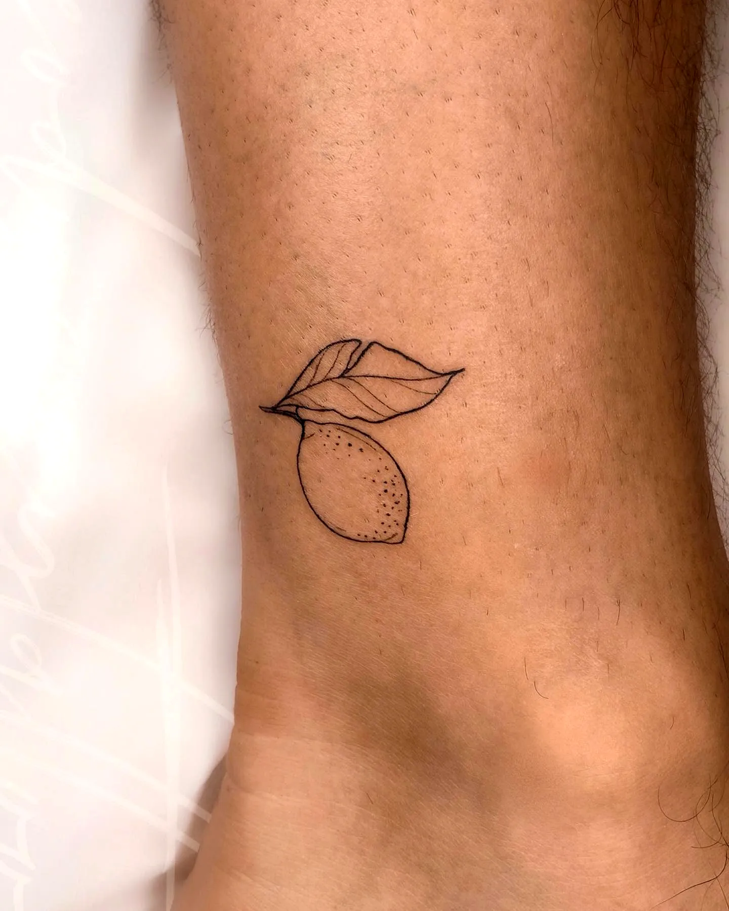 Lemon Ankle Tattoo - Minimalist Black Art