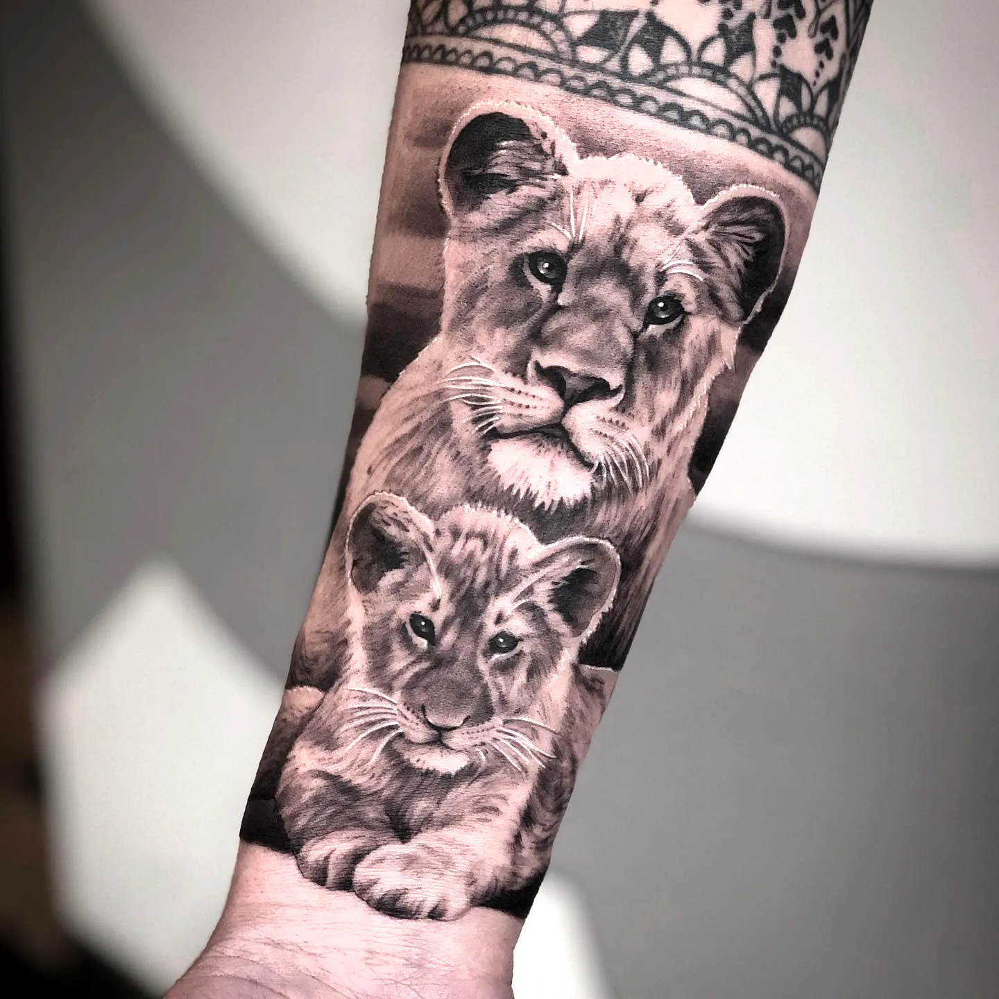 Lioness Forearm Tattoo in Realistic Style