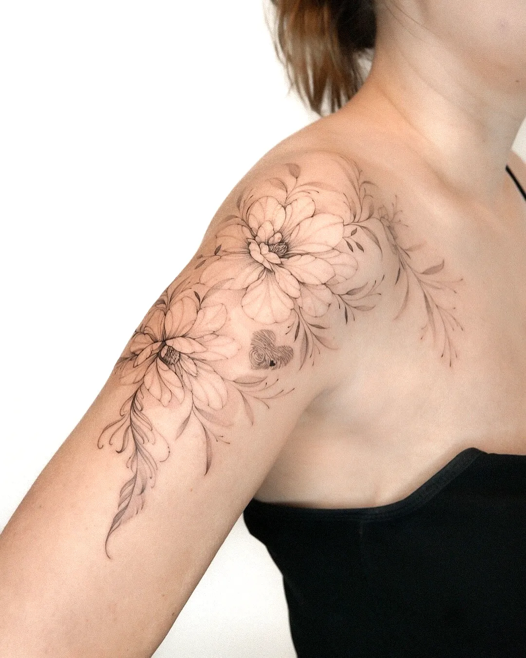Magnolia Floral Shoulder Tattoo