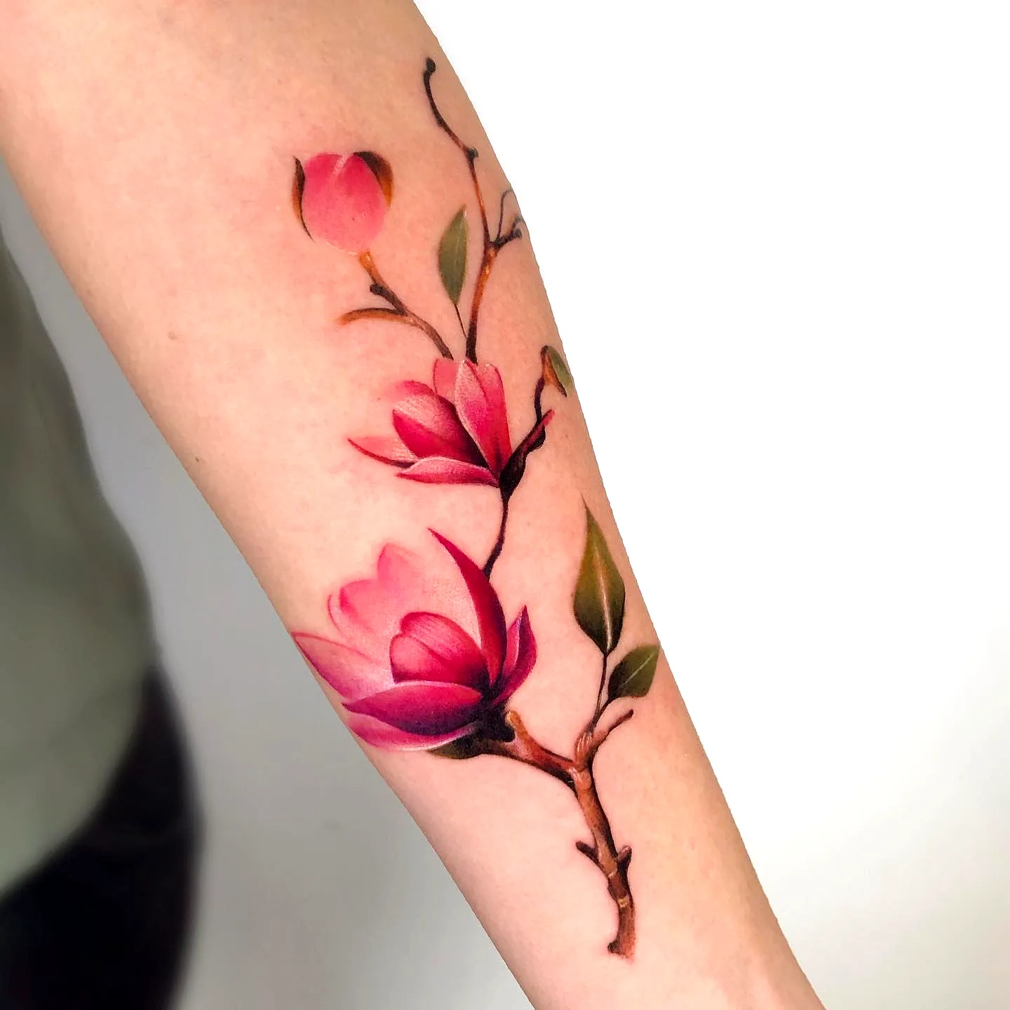 Magnolia Flowers Forearm Tattoo