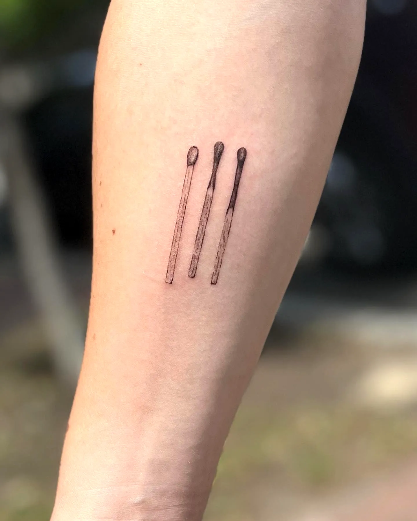 Matchsticks Forearm Tattoo Minimalistic
