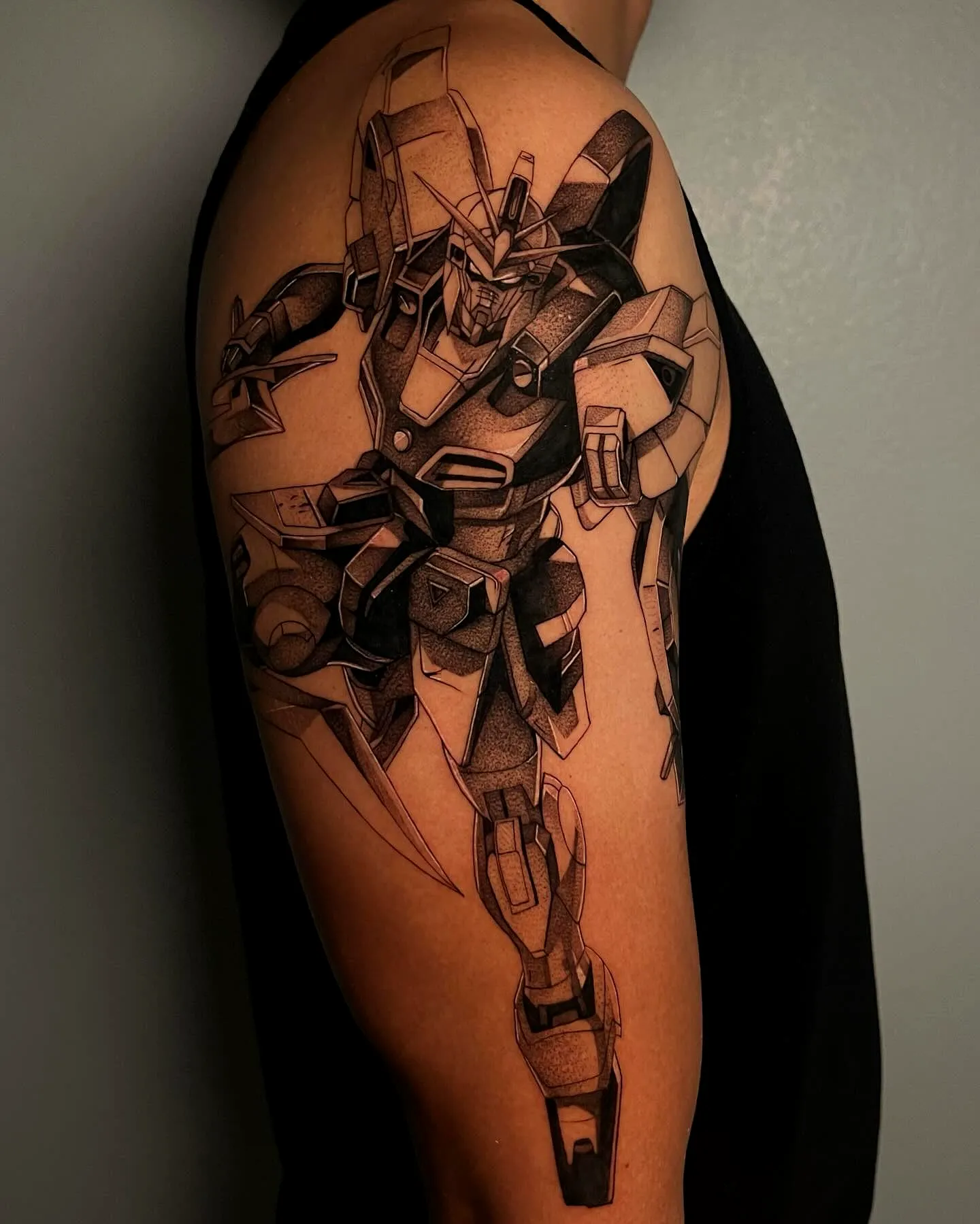 Mecha Arm Tattoo in Black and Gray