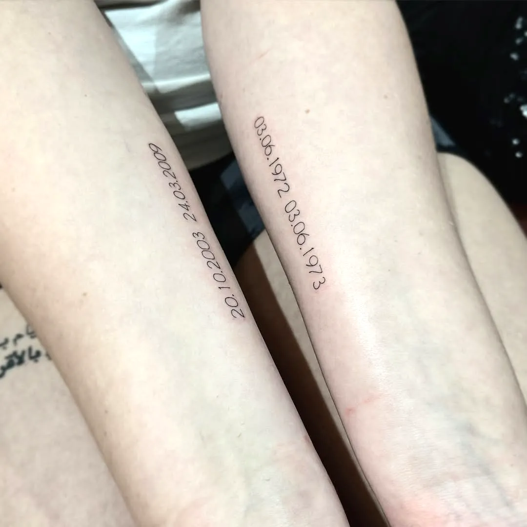 Minimalist Date Tattoos Inner Forearms