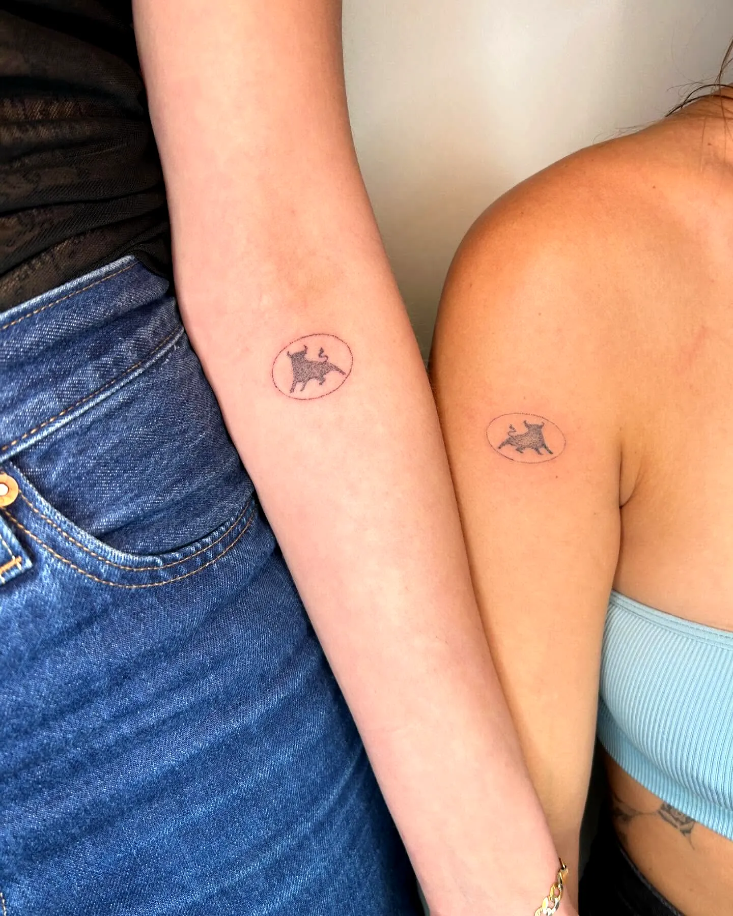 Minimalist Dog Forearm Tattoos for Twins