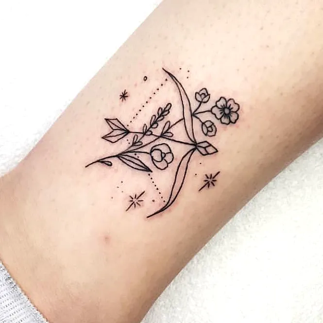 Minimalist Flower Leg Tattoo