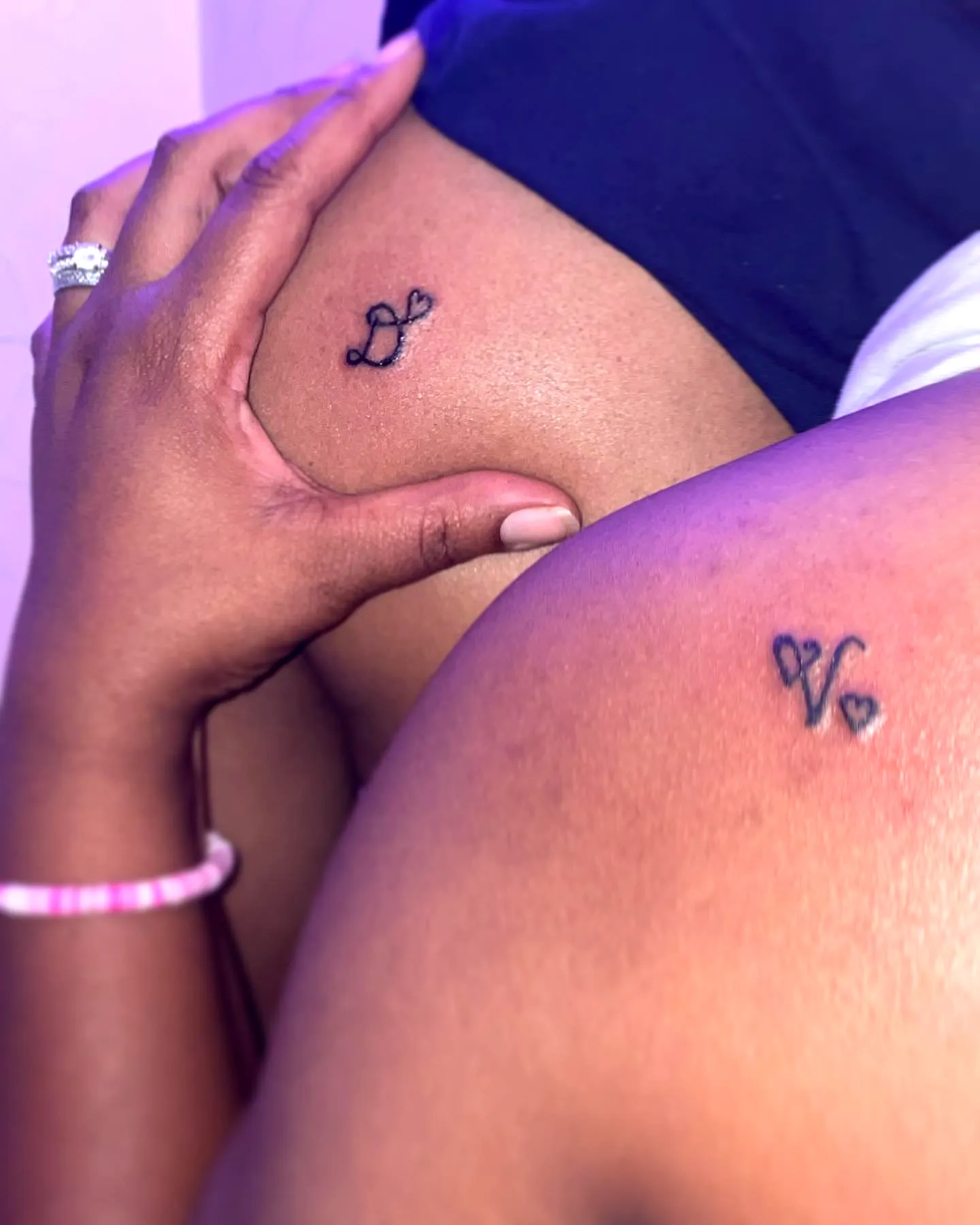 Minimalist Heart Initial Tattoos on Arms