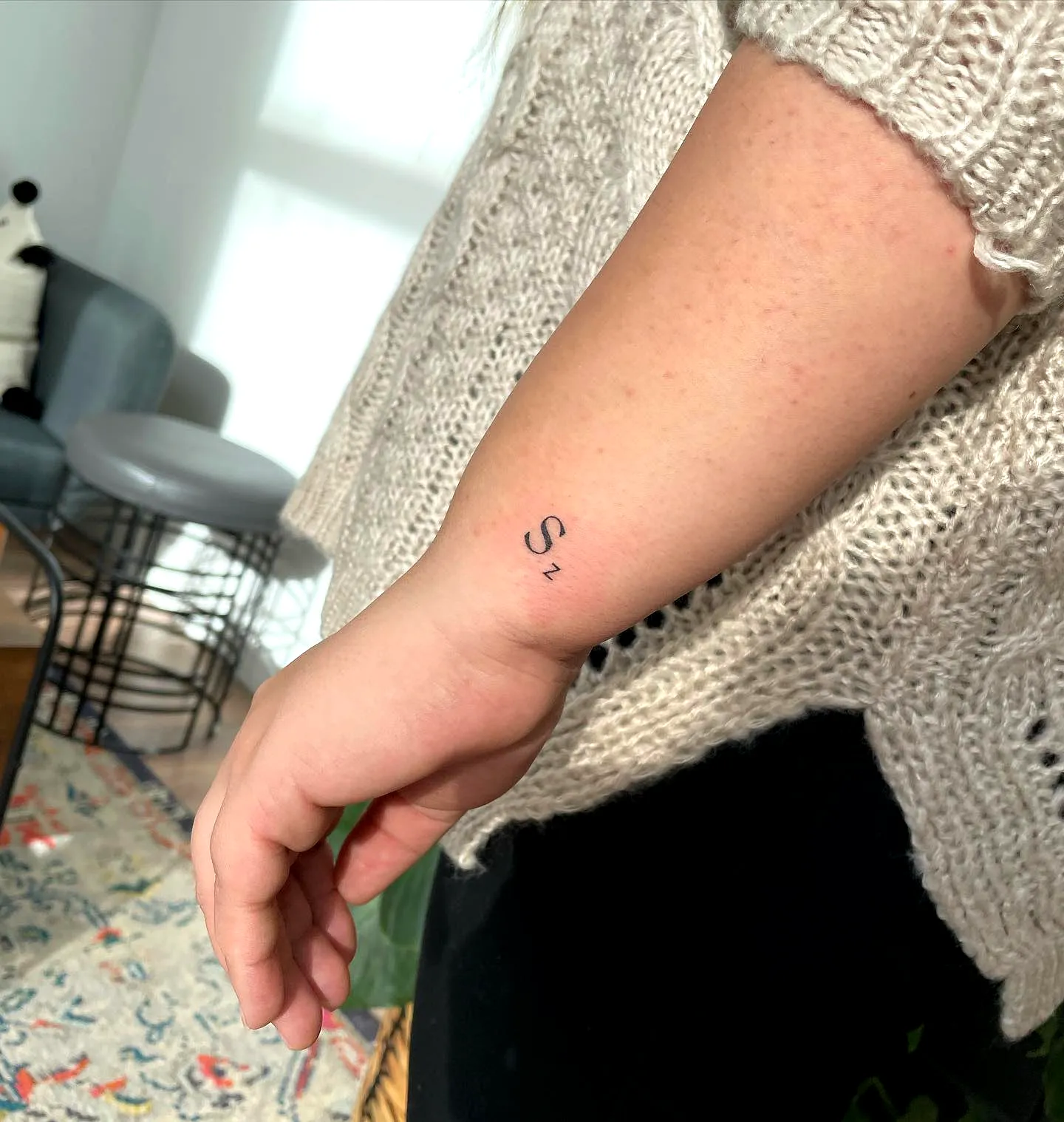 Minimalist Initials Inner Forearm Tattoo