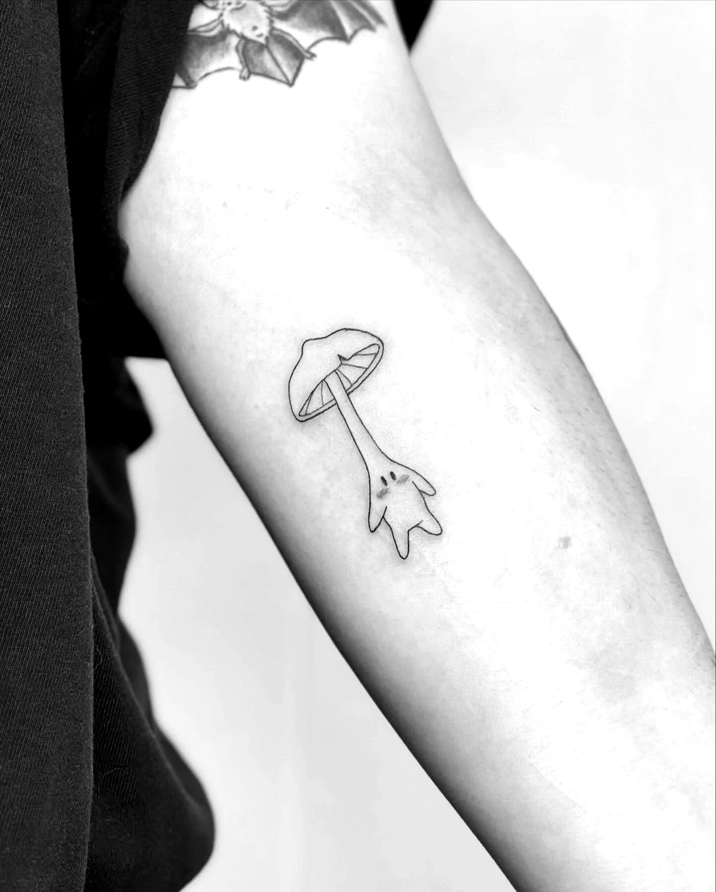 Minimalist Mushroom Forearm Tattoo