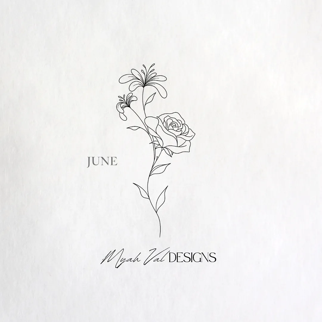 Minimalist Rose and Lily Arm Tattoo