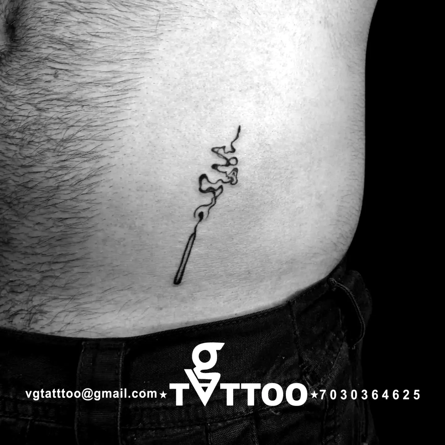 Minimalist Smoke Ribcage Tattoo