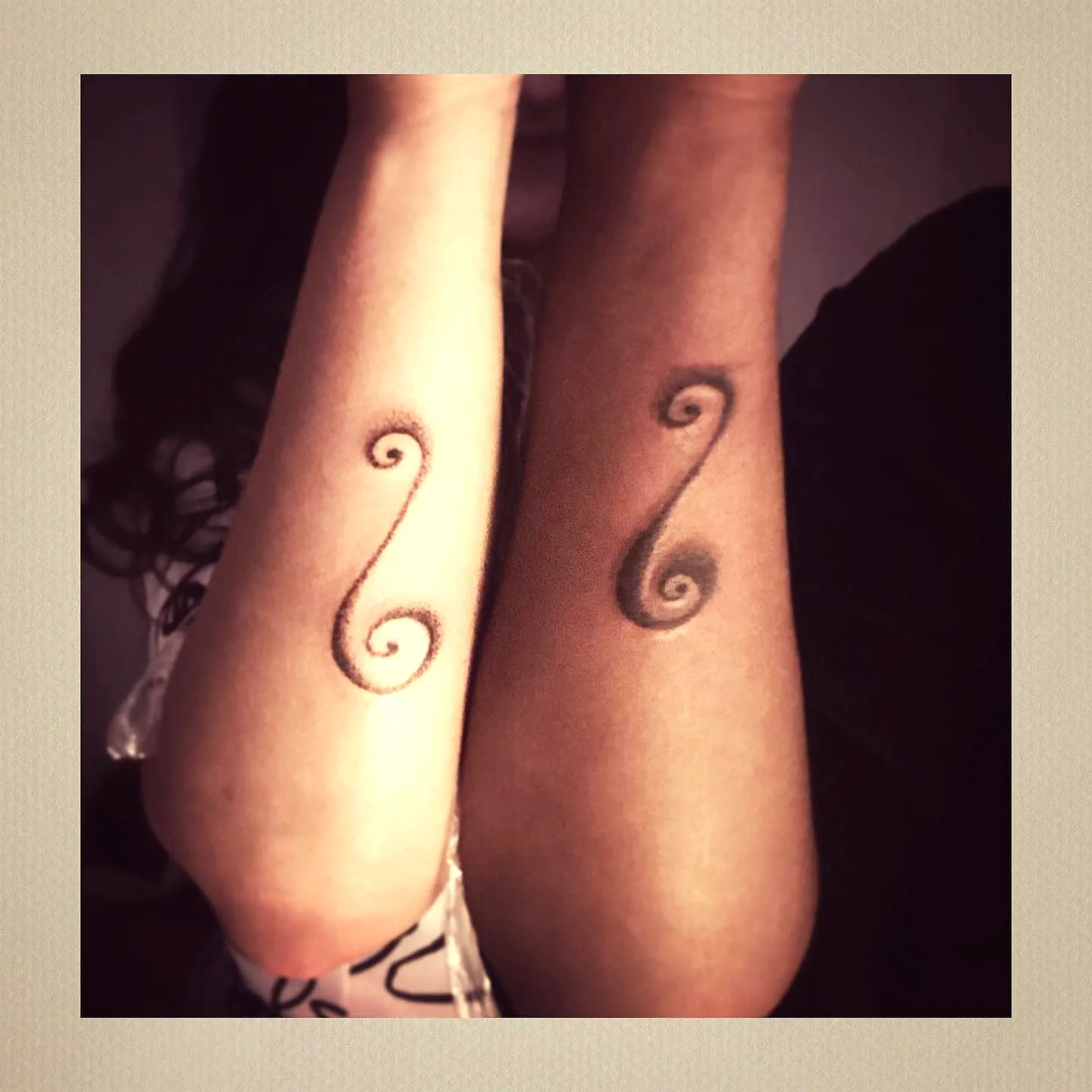 Minimalist Twins Forearm Tattoos in Black