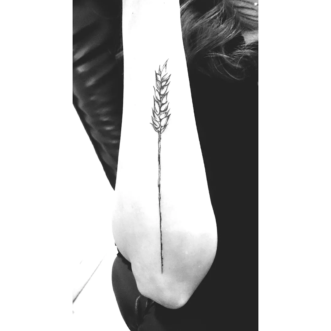 Minimalist Wheat Forearm Tattoo