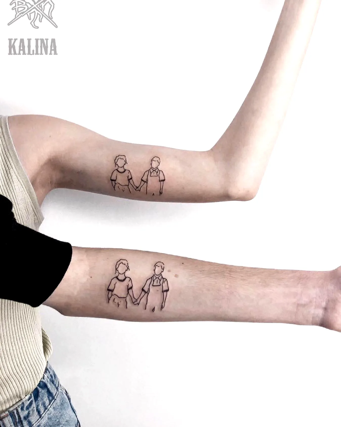 Minimalistic Couple Forearm Tattoos