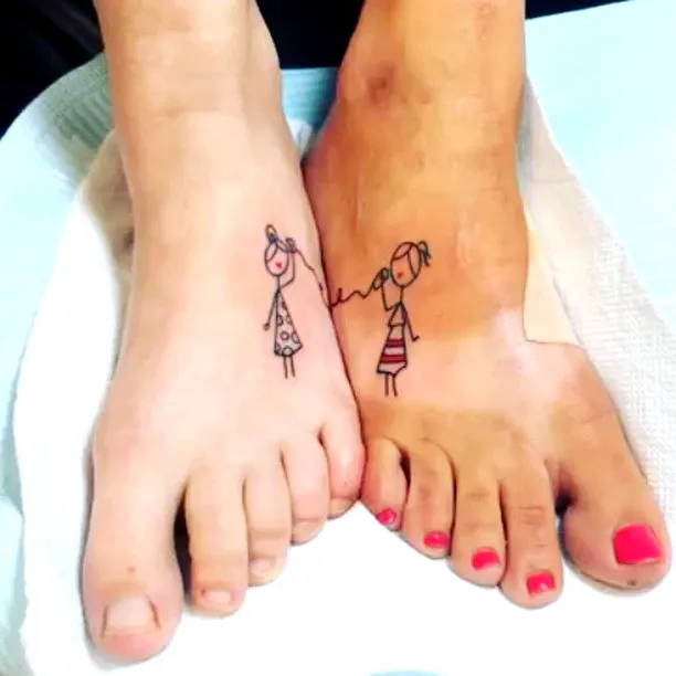 Minimalistic Daughter Foot Tattoos