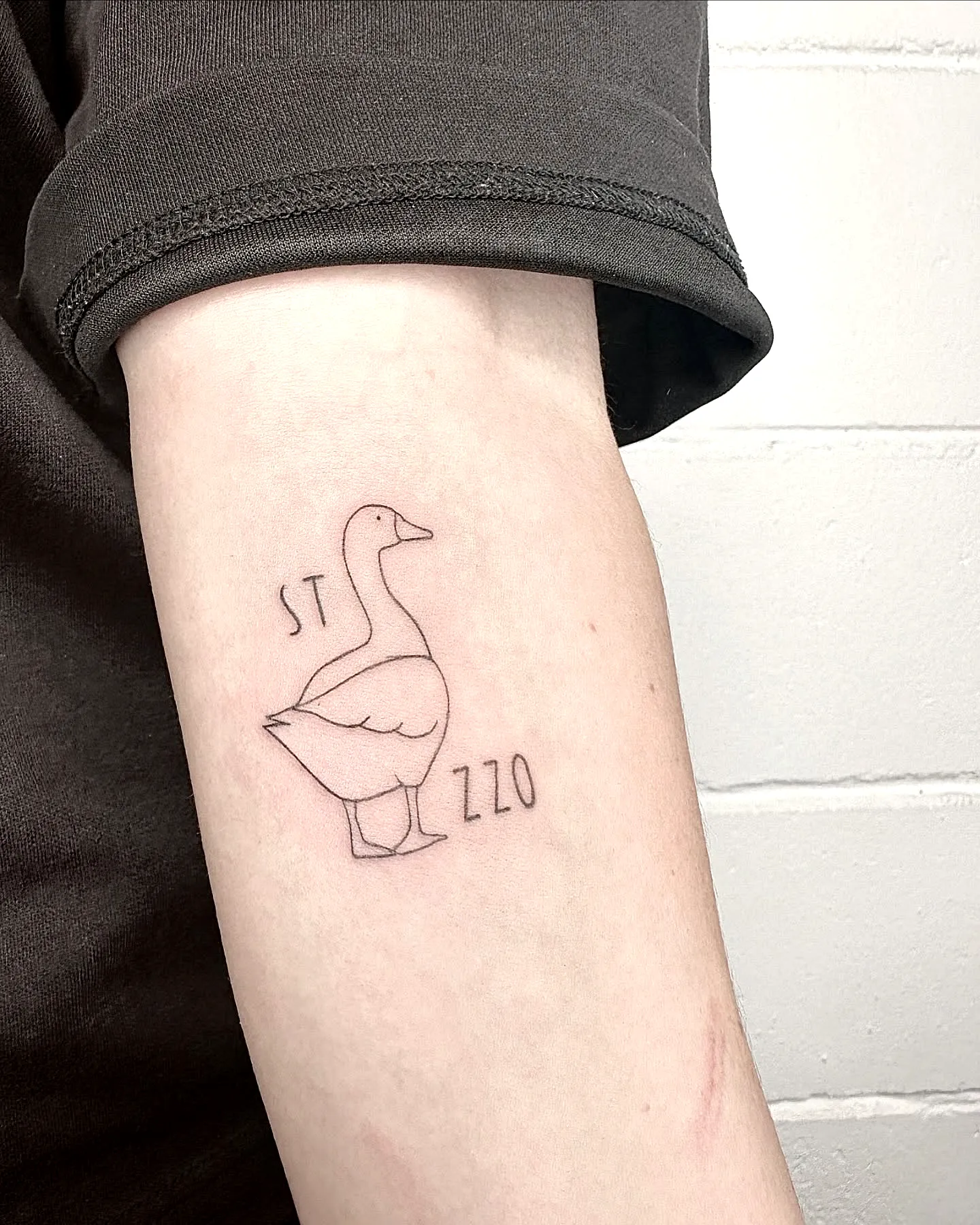 Minimalistic Duck Forearm Tattoo