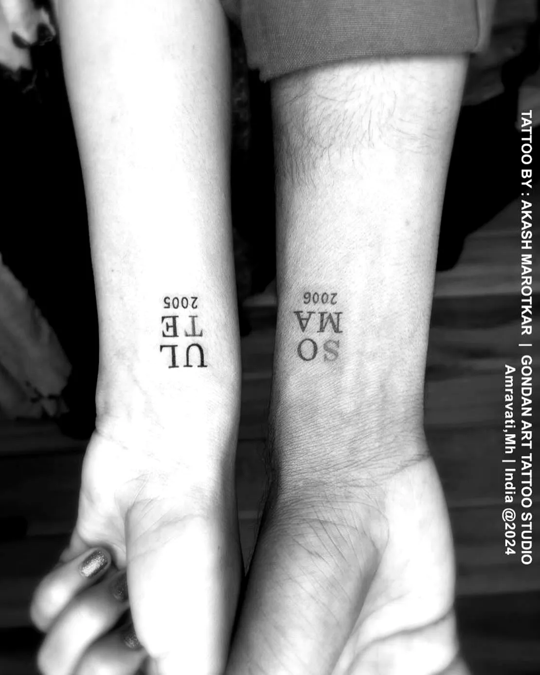 Minimalistic Soulmates Wrist Tattoos