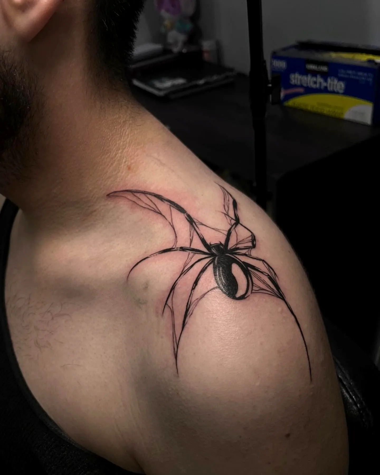 Minimalistic Spider Shoulder Tattoo
