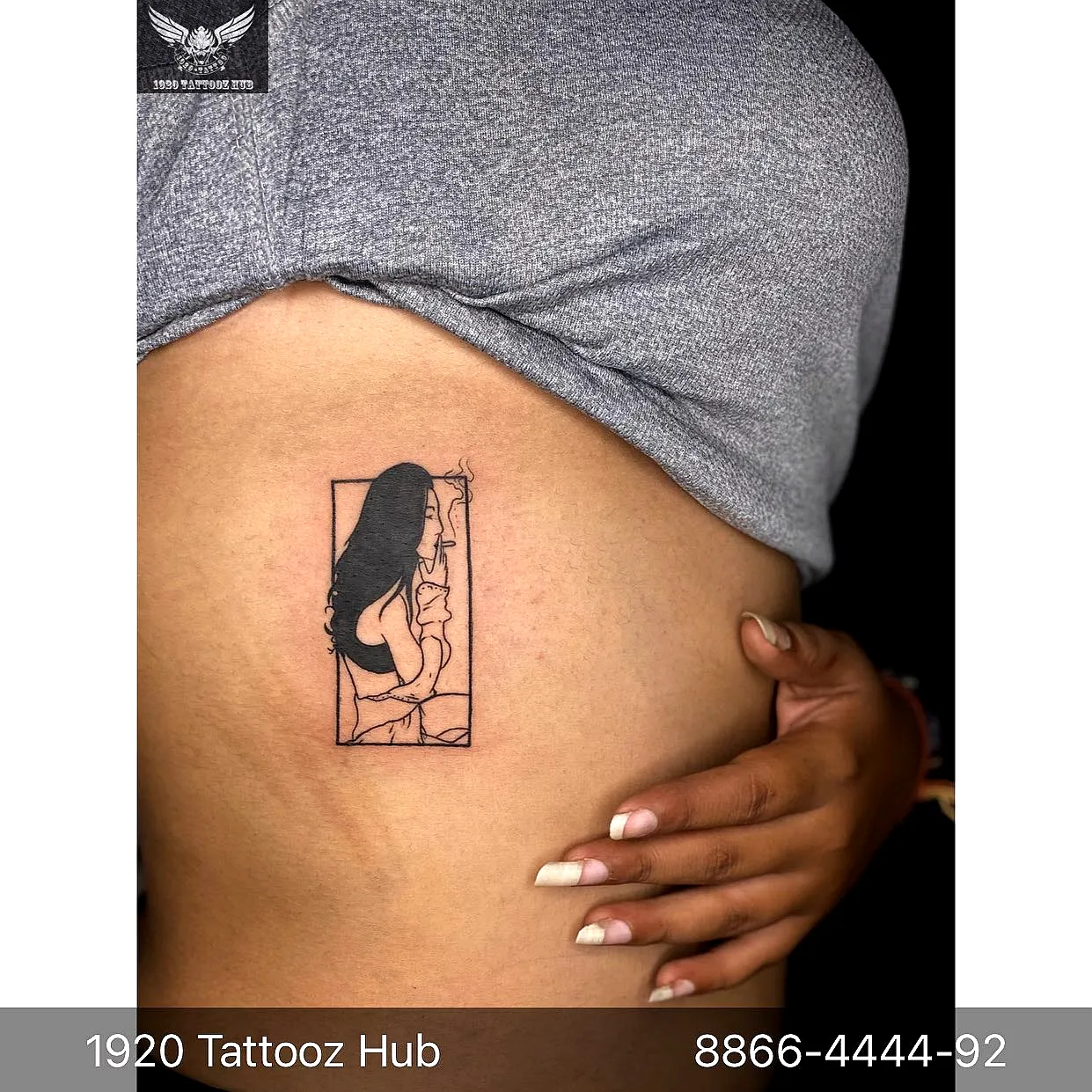 Minimalistic Woman Side Tattoo