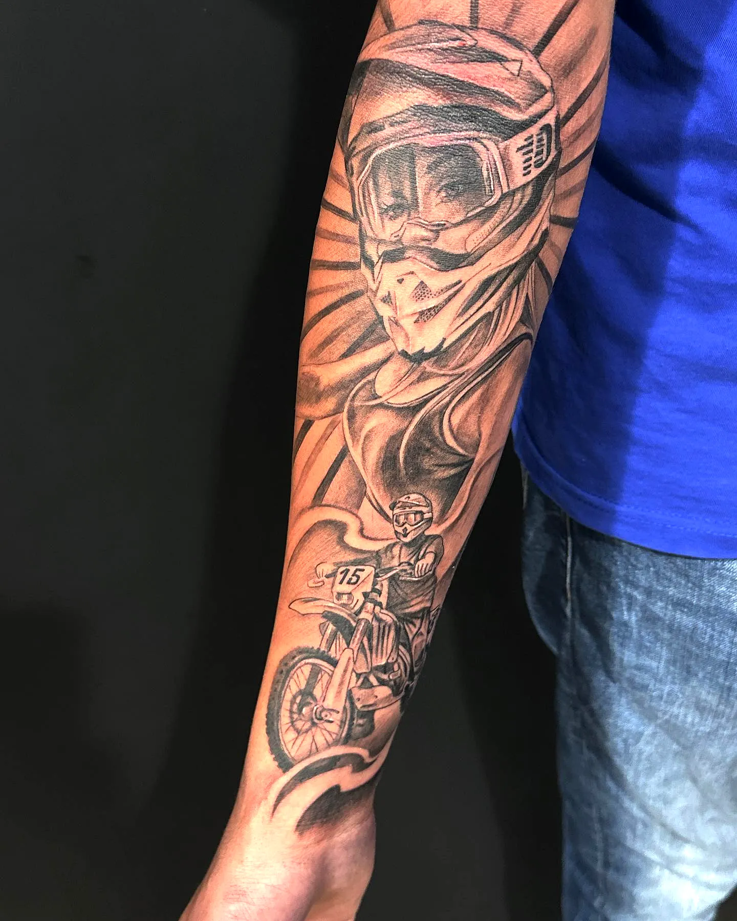 Motocross Rider Forearm Tattoo Design