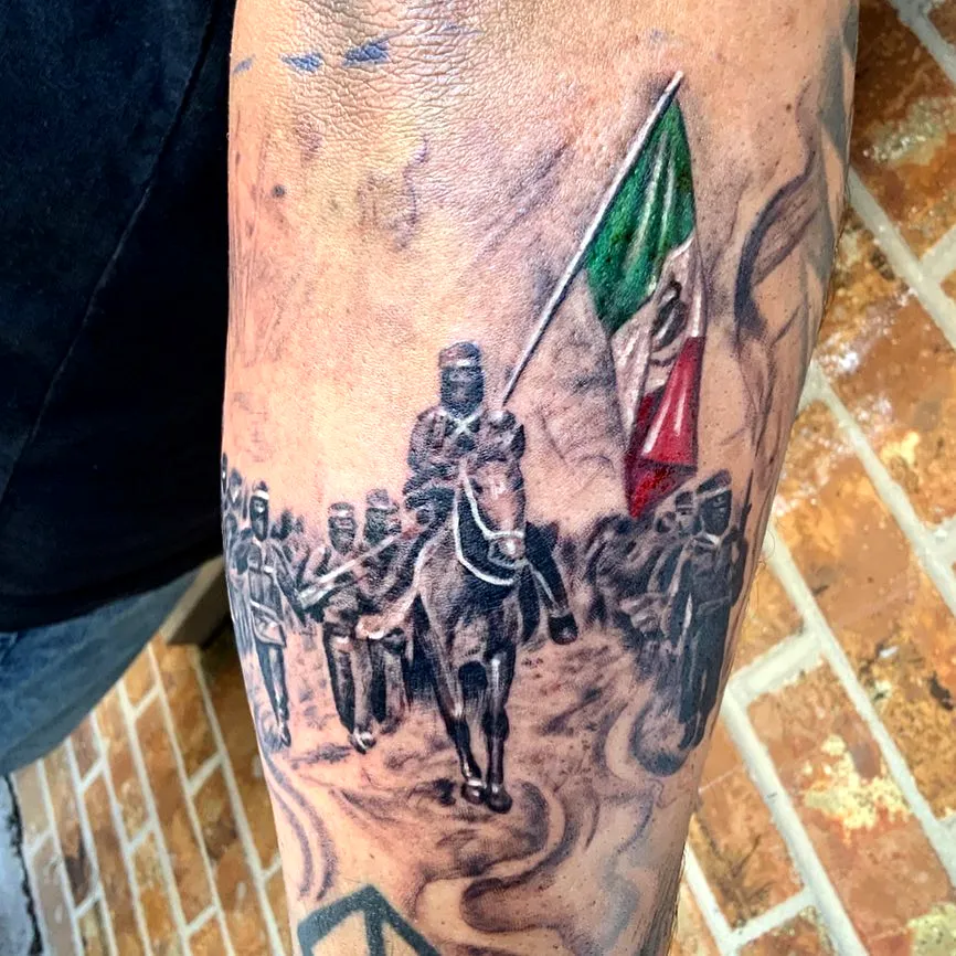 Mounted Soldier Arm Tattoo - Mexican Flag