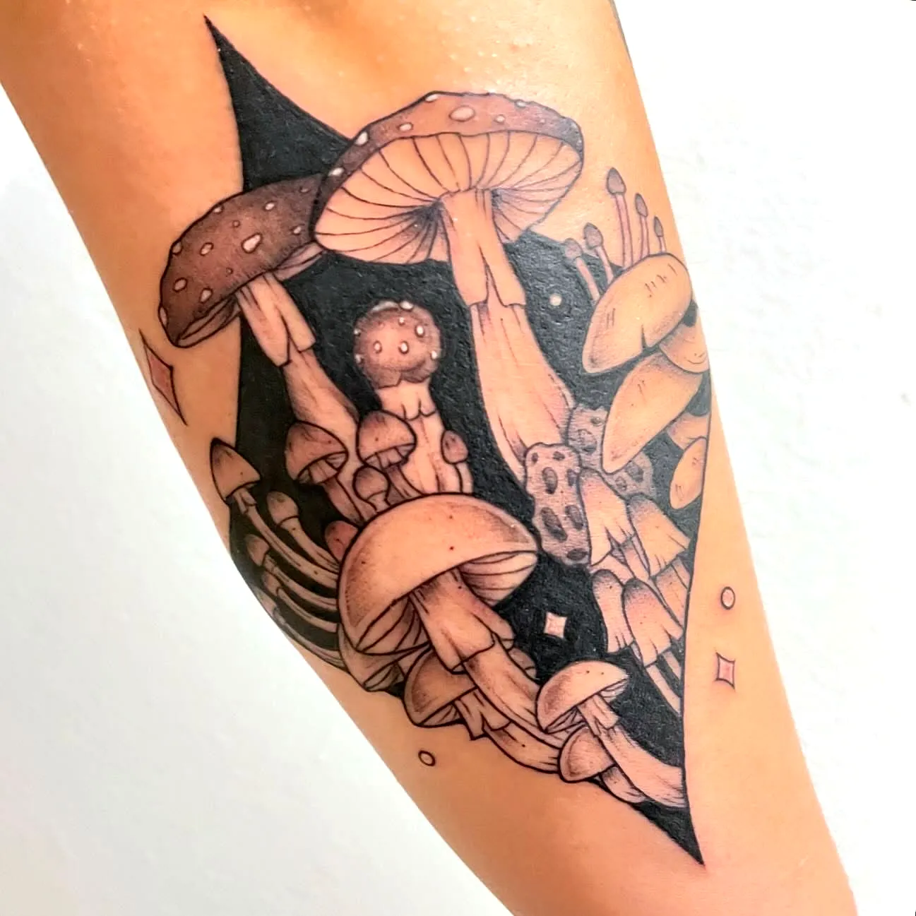 Mushroom Forearm Tattoo Design