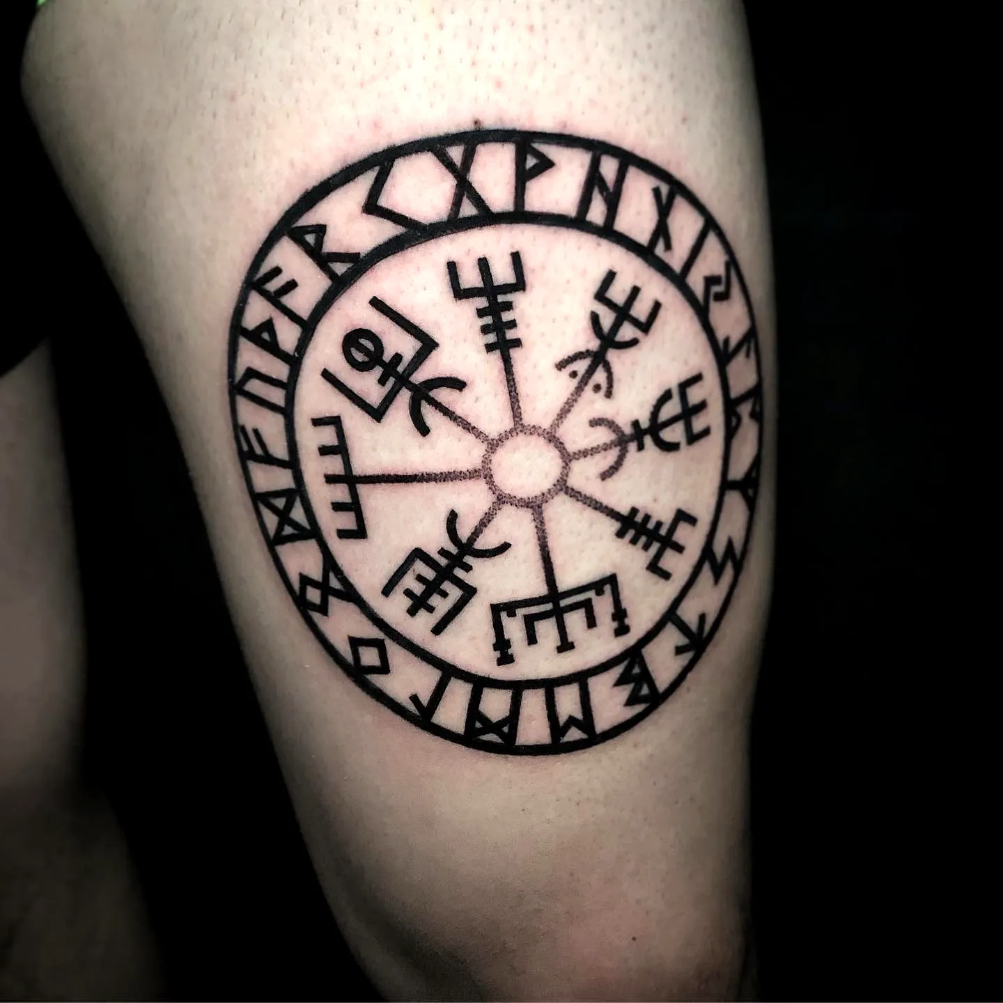 Norse Runes Thigh Tattoo