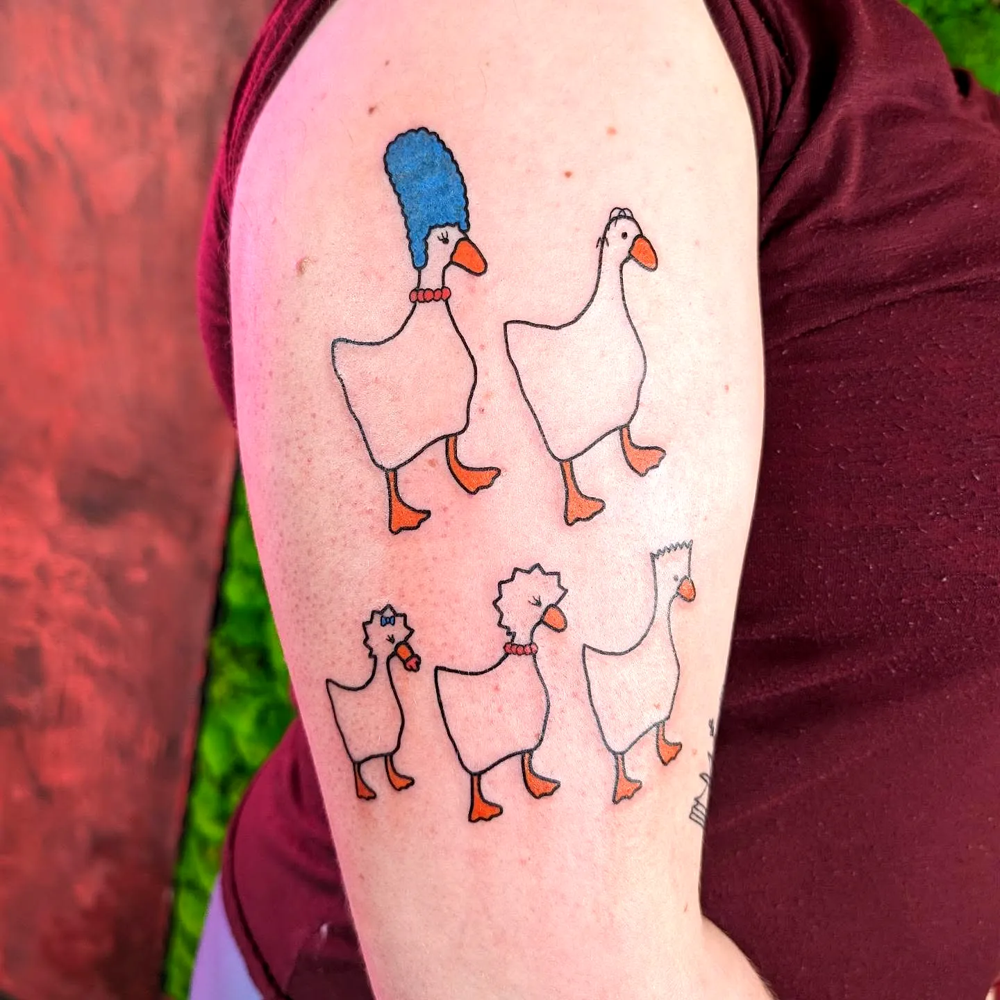 Playful Ducks Leg Tattoo