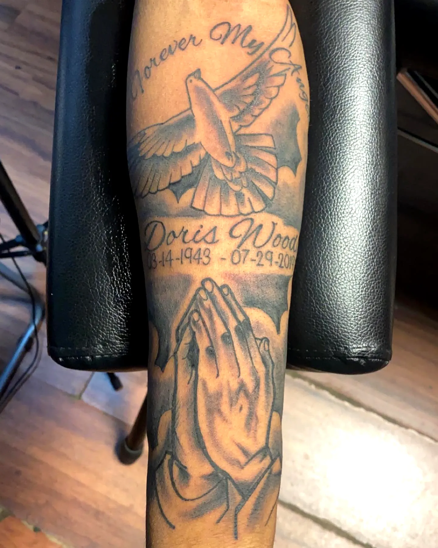Praying Hands Dove Arm Tattoo