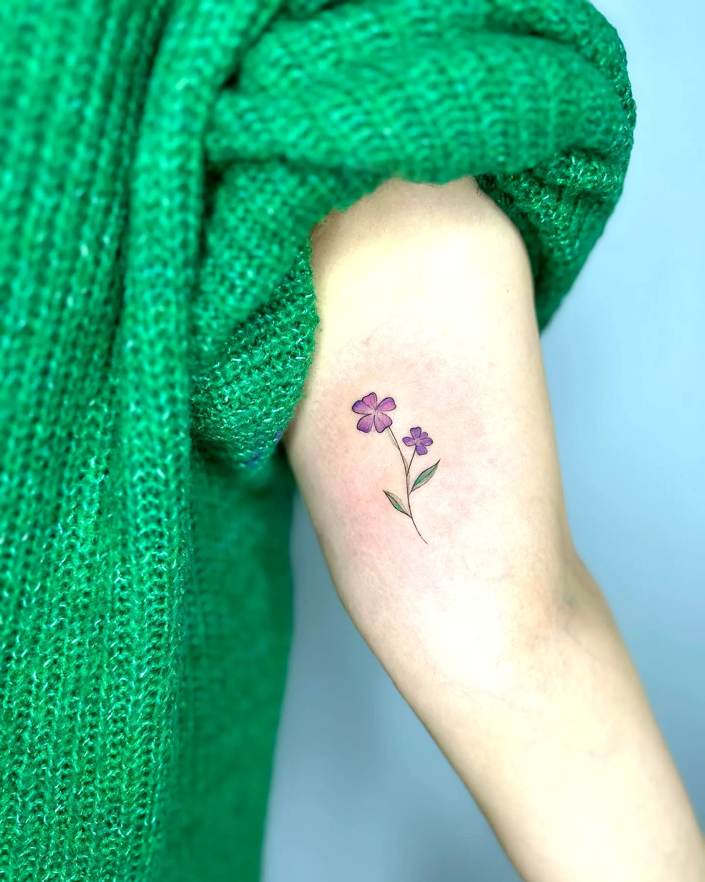 Purple Flower Upper Arm Tattoo